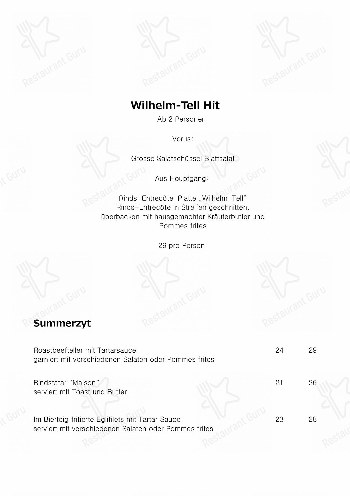 Menu di Hotel-Restaurant Wilhelm Tell - Menu