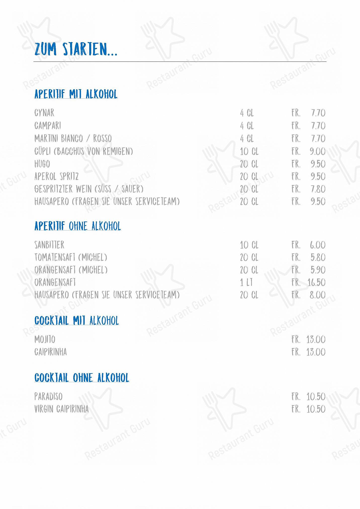 Menu per Restaurant Rütihof, Gränichen ristorante