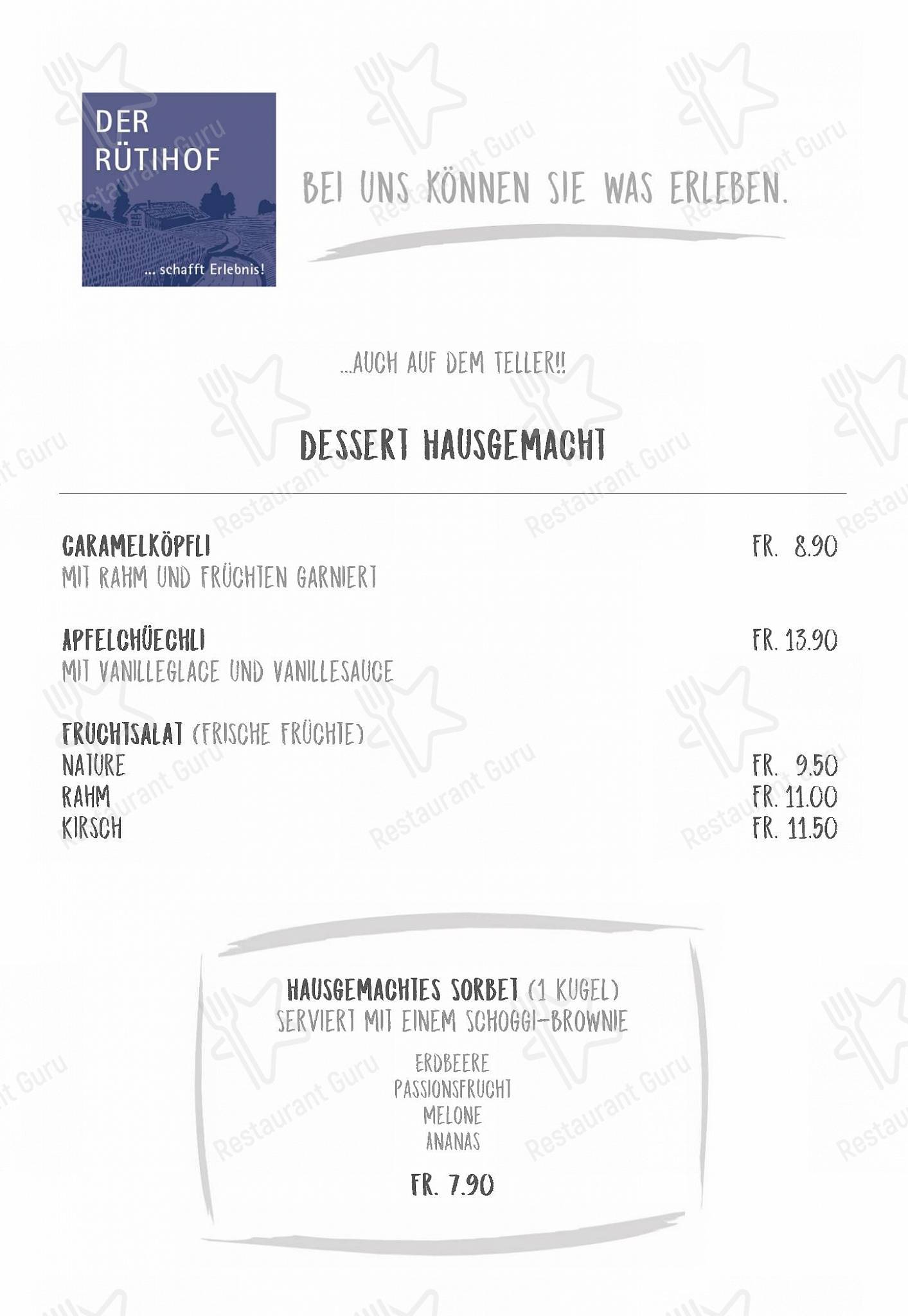 Menu di Restaurant Rütihof, Gränichen - pasti e bevande