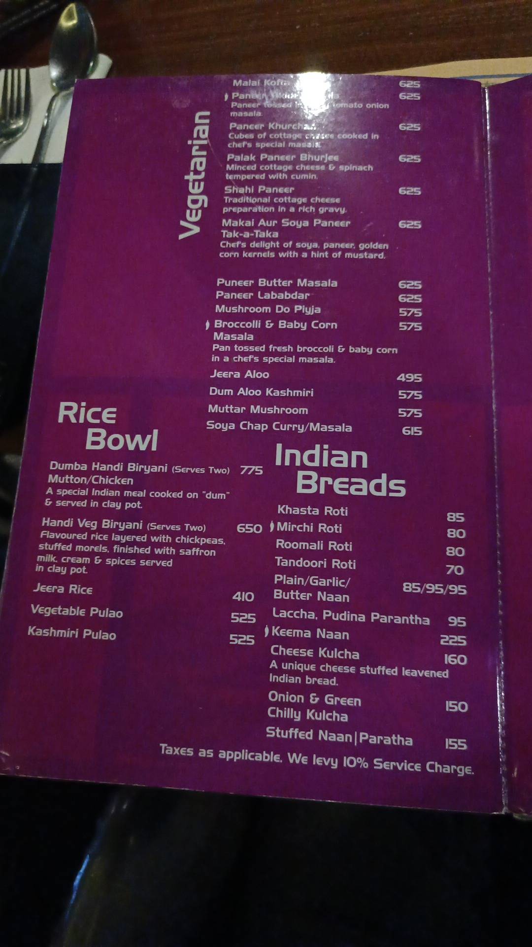 Wok In The Clouds - Restaurant menu