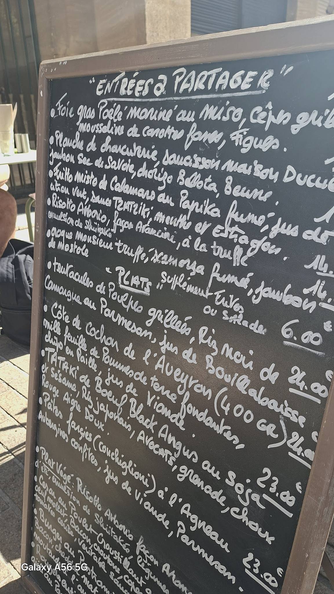 Menu de Wood la cantine gourmande
