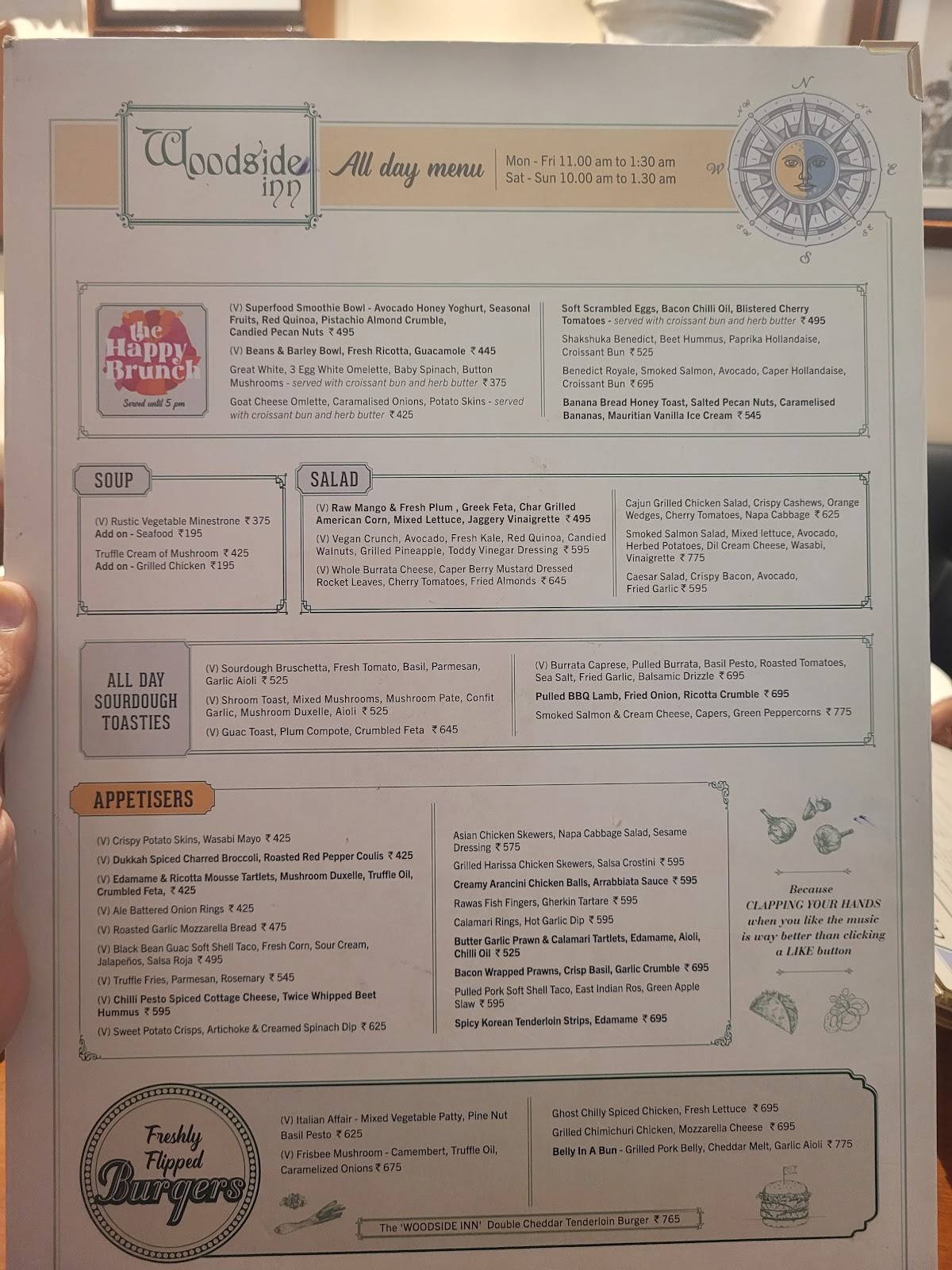 Woodside Inn menu