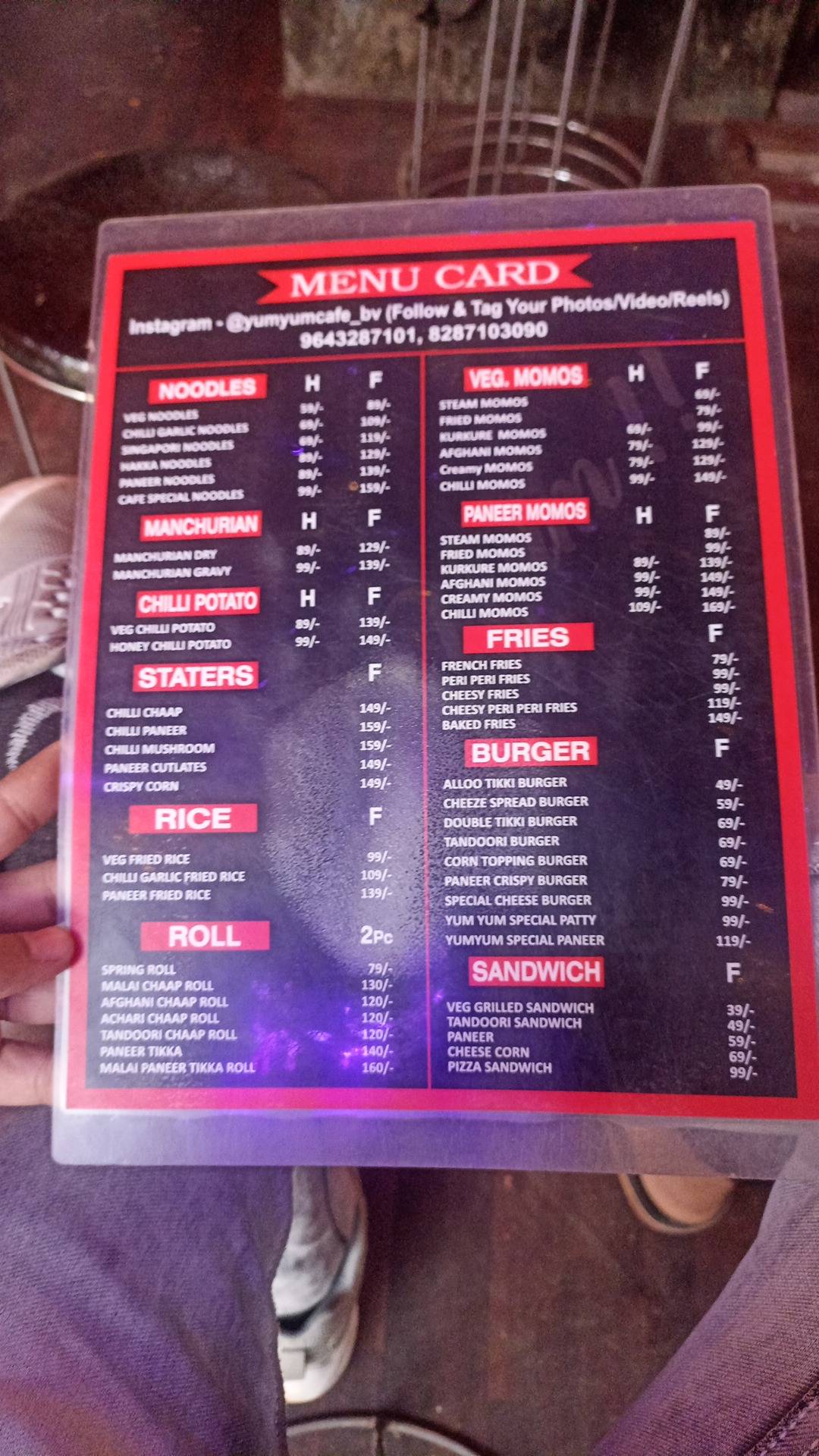 YUM YUM CAFE menu