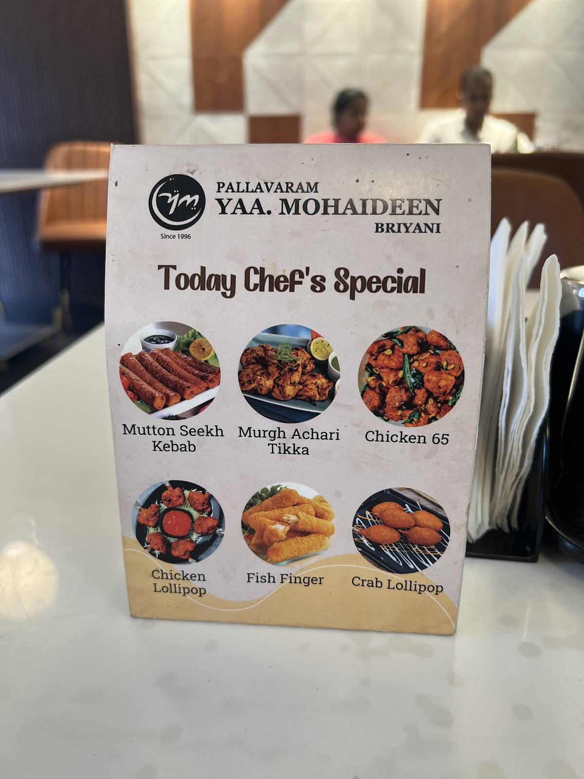Yaa Mohaideen Biryani Restaurant Pondicherry multicuisine restaurant menu