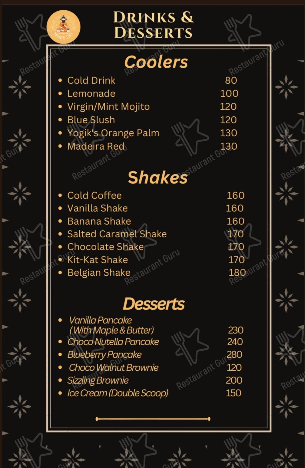 Yogik's Cafe & Diner menu