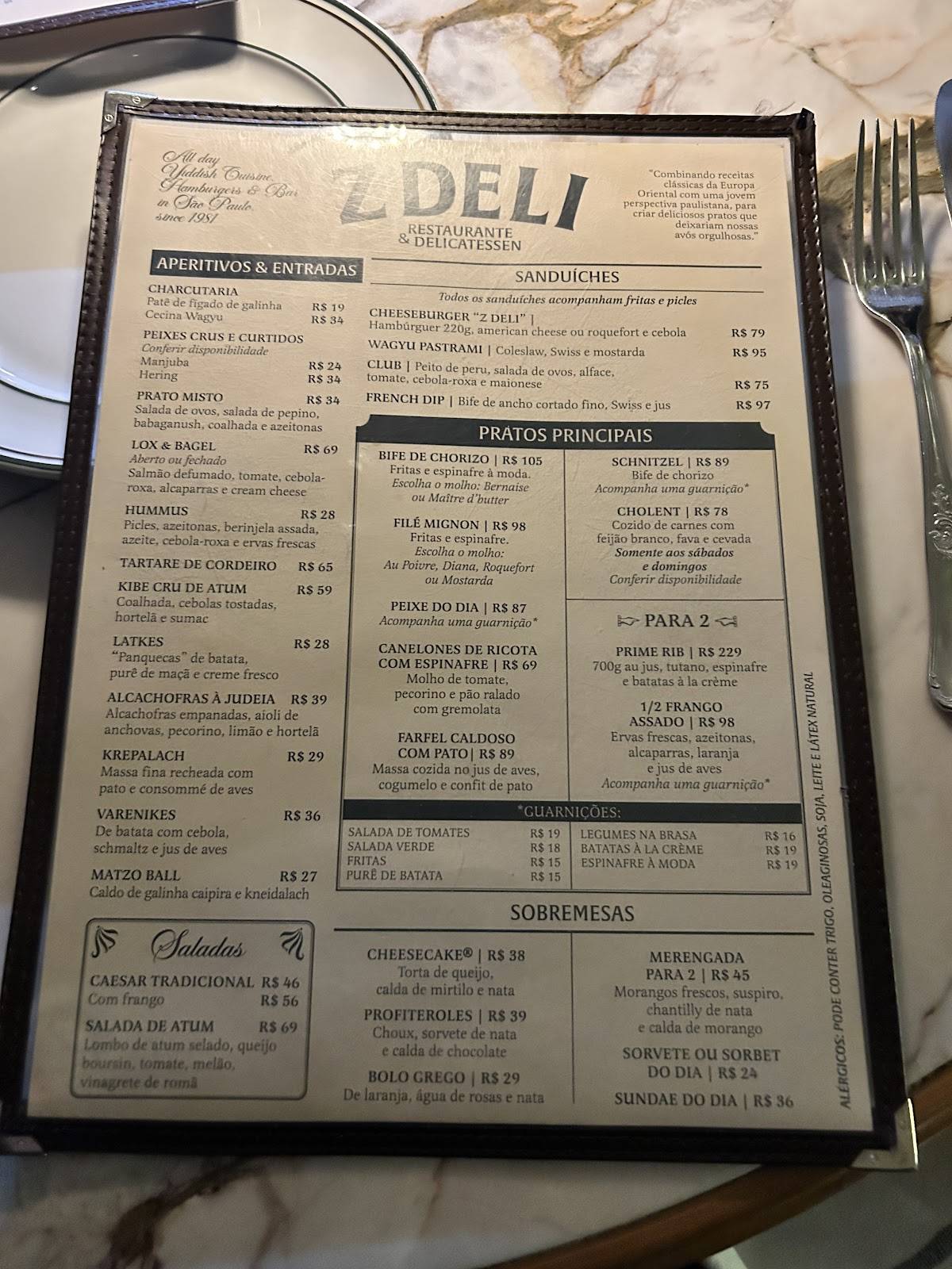 Z Deli Restaurante & Delicatessen cardápio