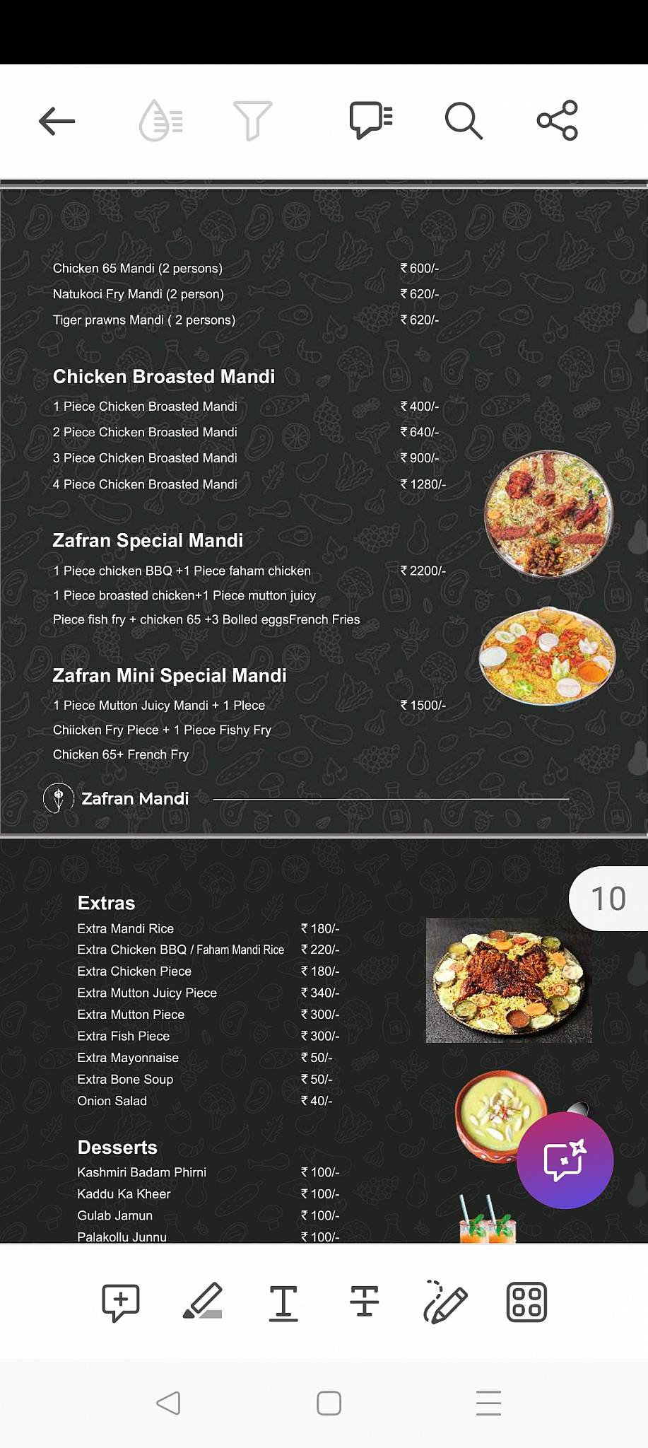 Zafran Mandi Family Restaurant menu