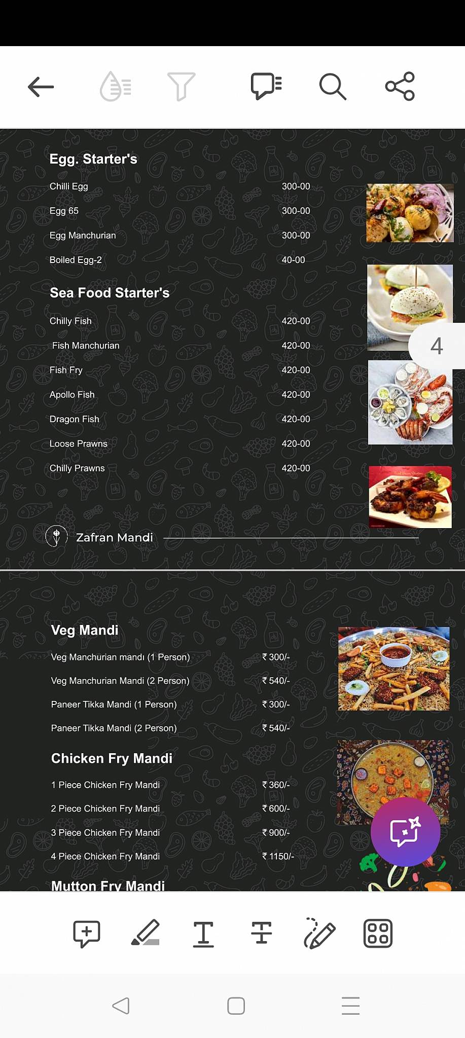 Zafran Mandi Family Restaurant menu