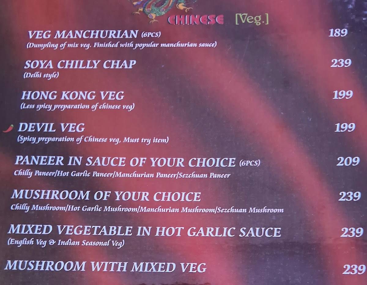 Zafran Restaurant menu