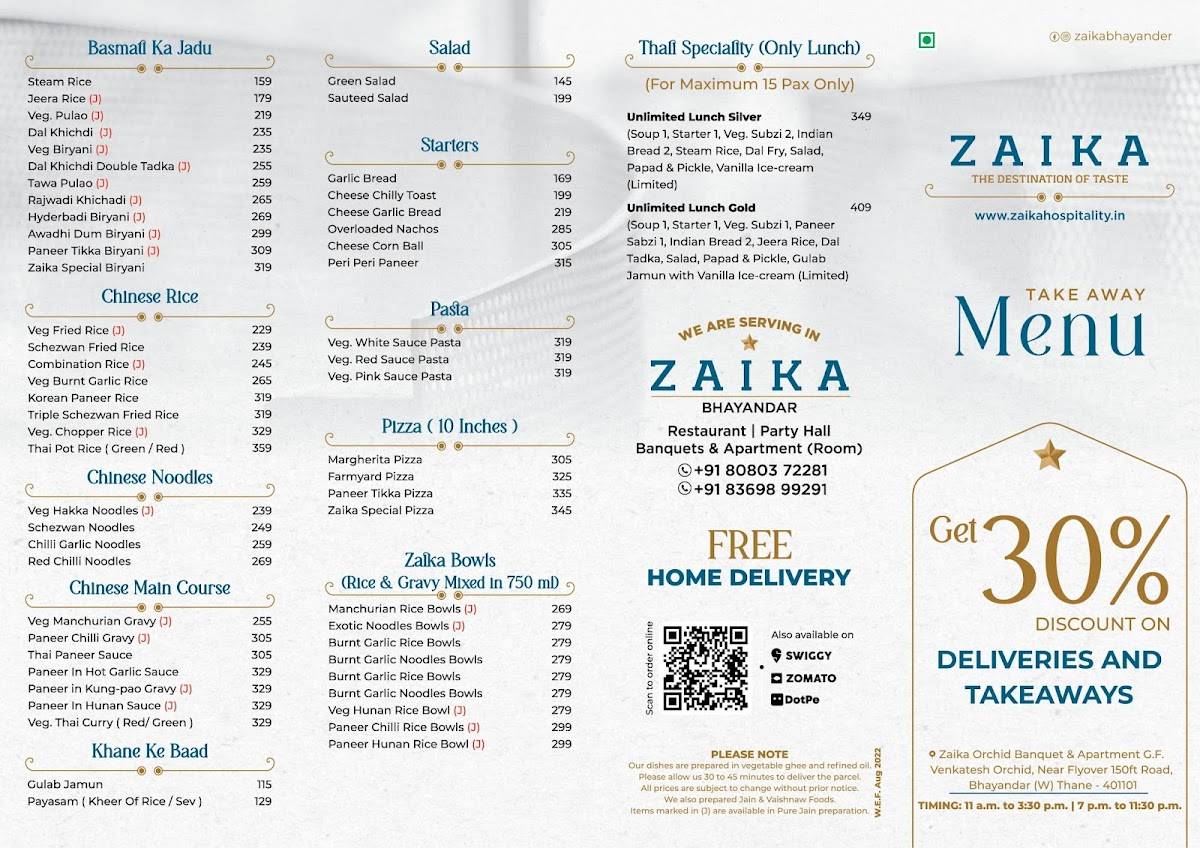Zaika Fun Dining Bhayandar menu