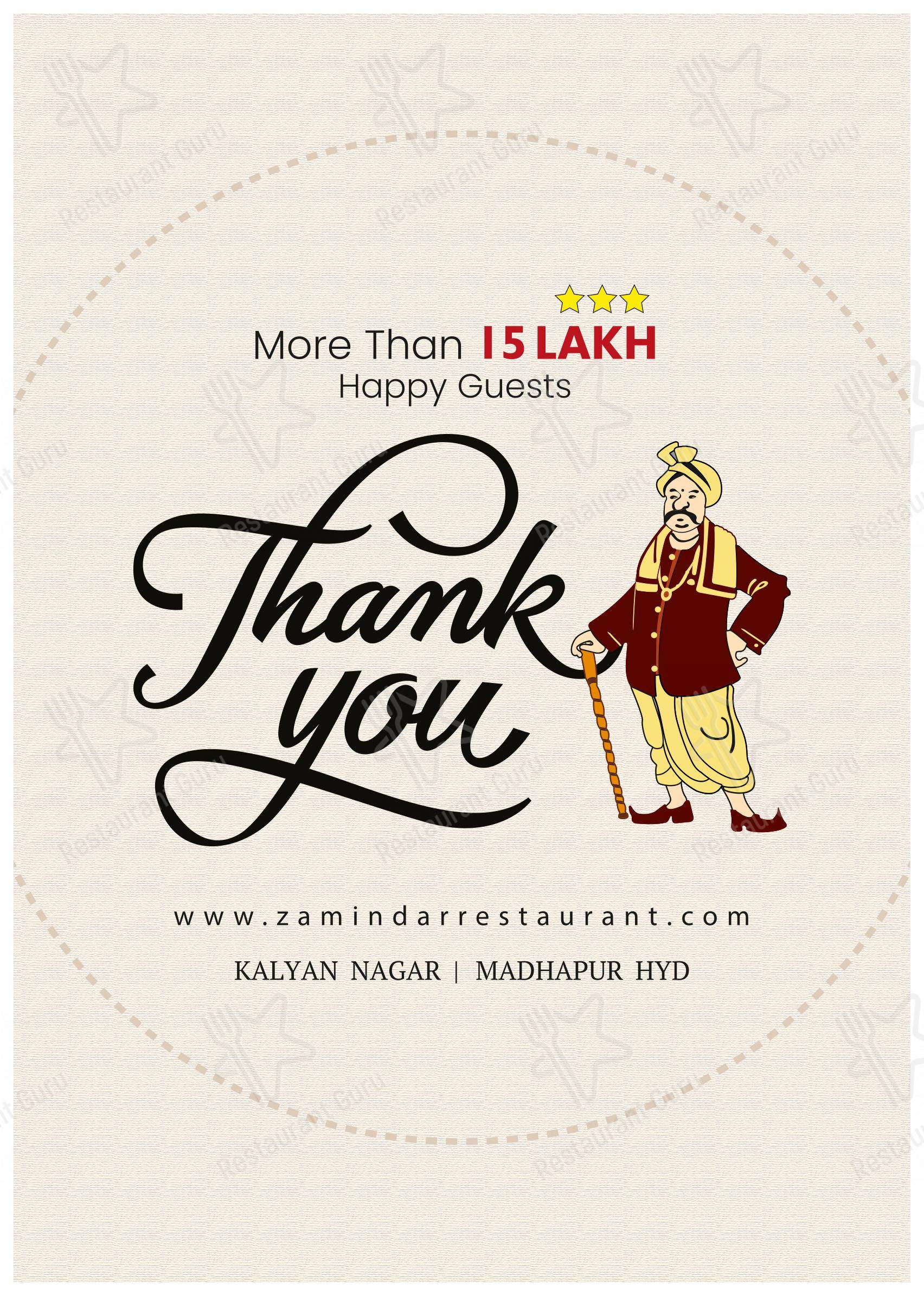 Menu for Zamindar Restaurant in Bengaluru