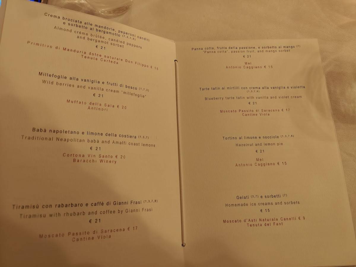 Menu di il san pietro di positano 