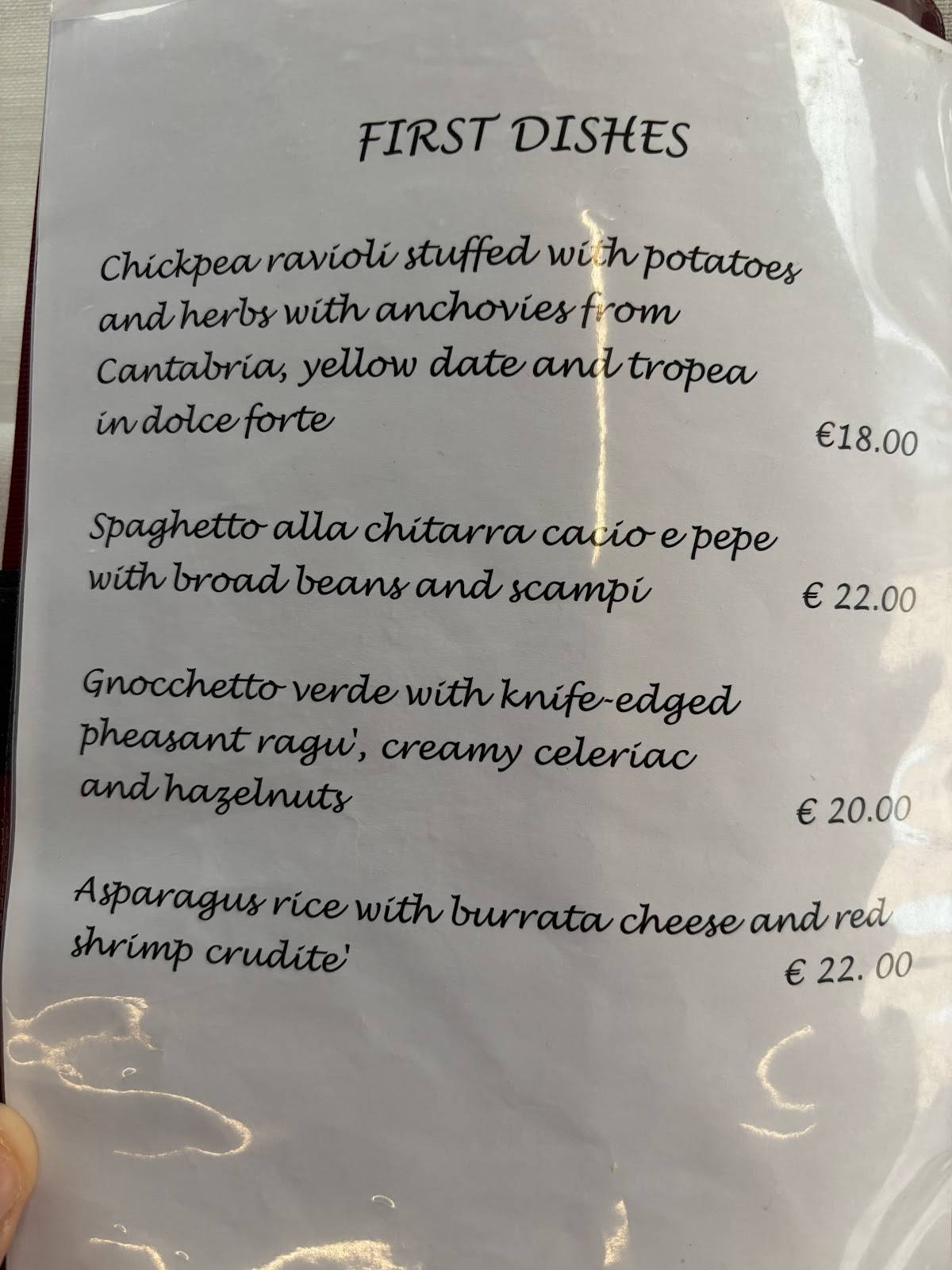 Menu di Zelmira 