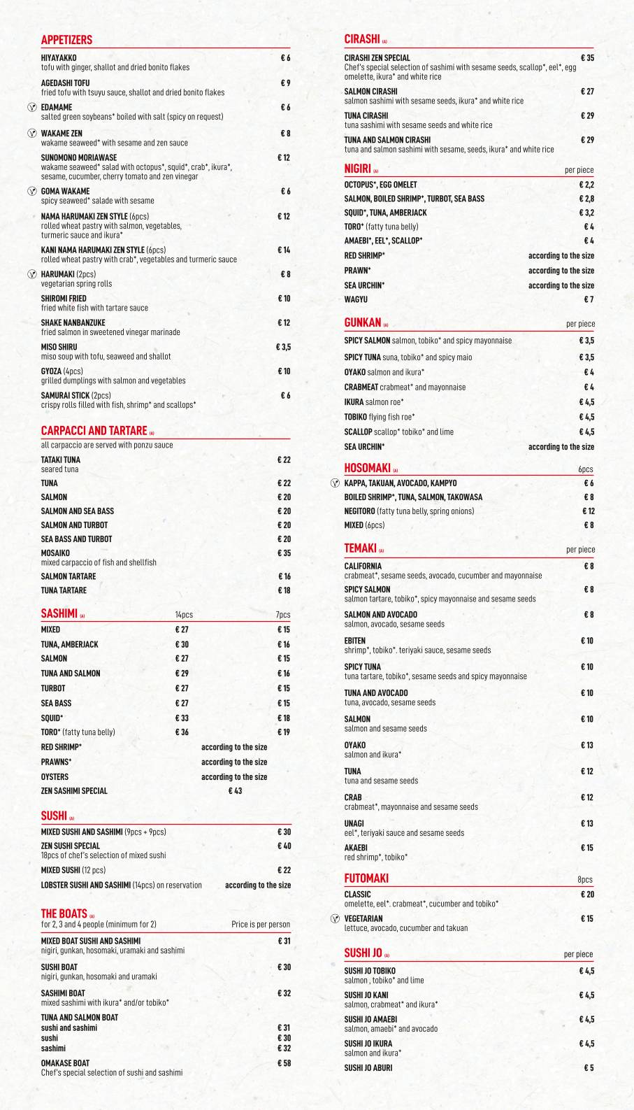 Menu di Zen Sushi Restaurant 