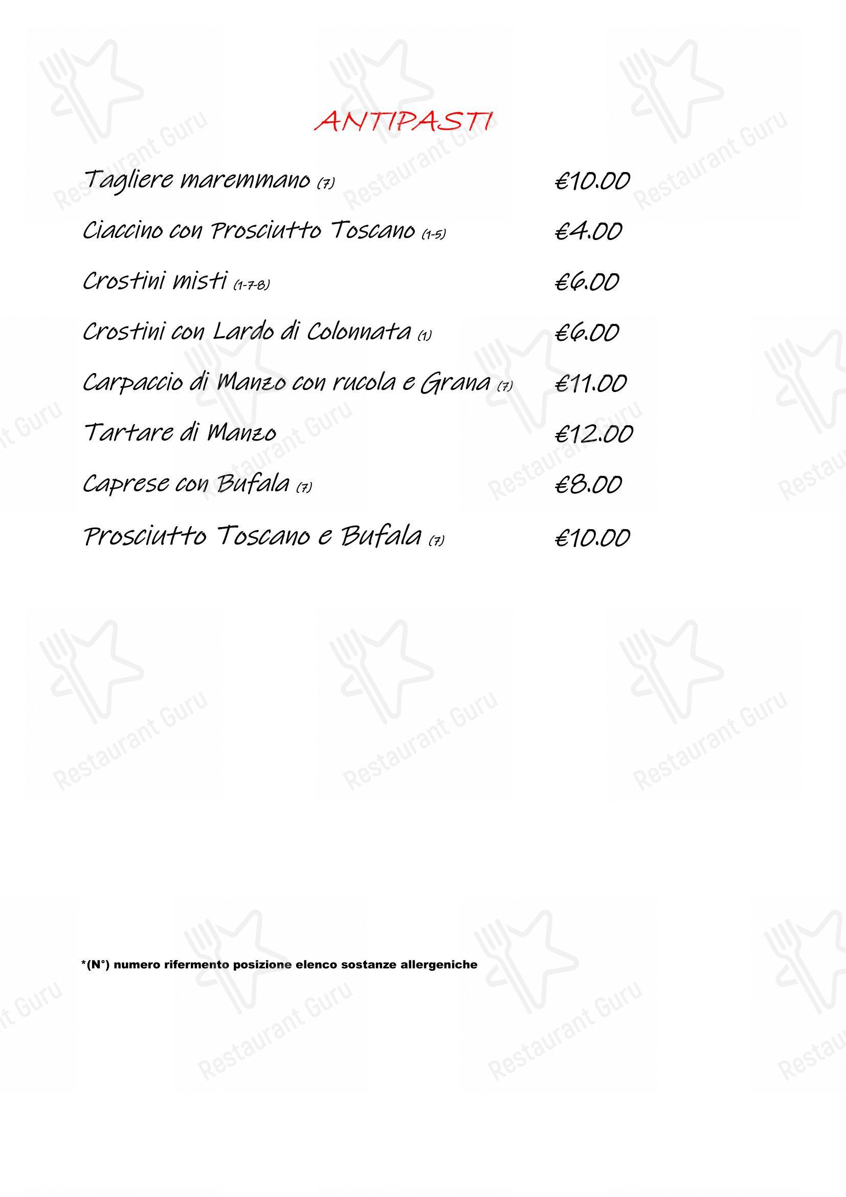 Menu per Zerodieci Pub - Restaurant in Orbetello