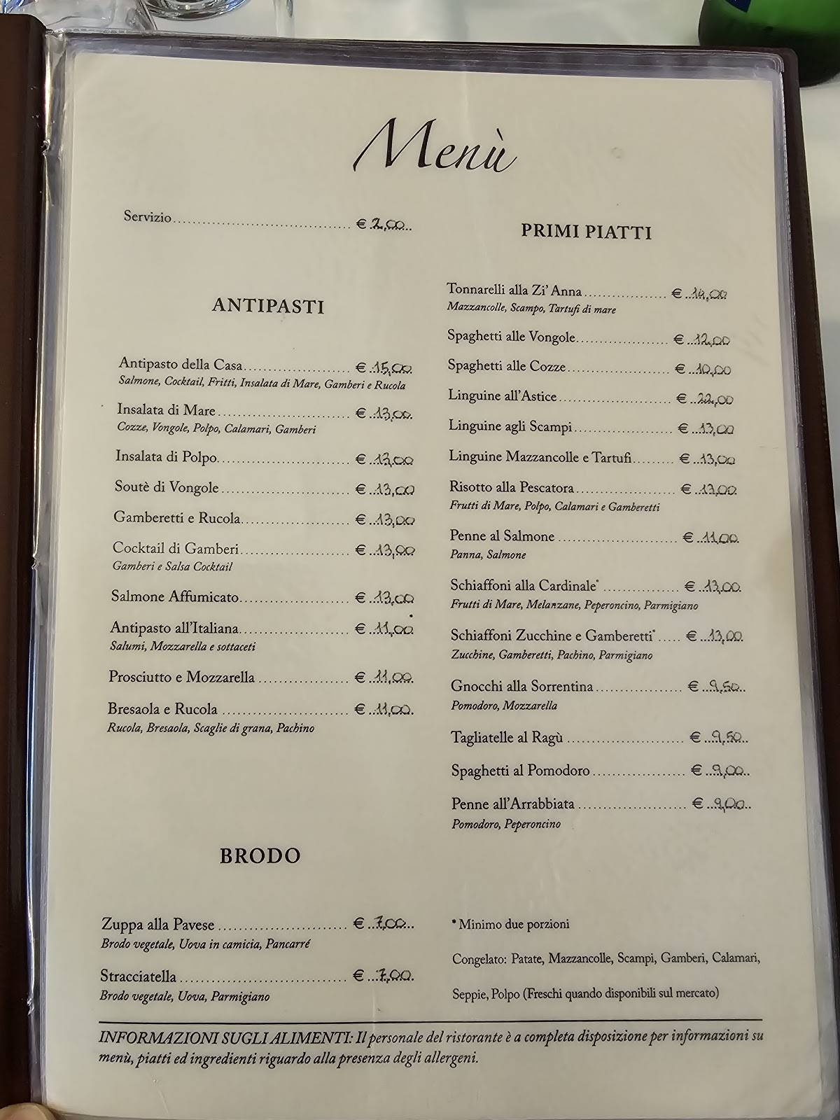 Menu di Zì Anna Mare 