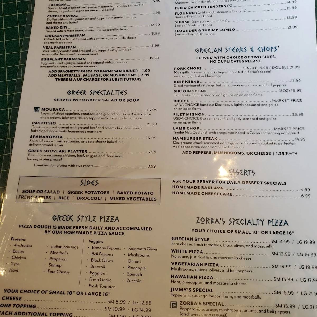 Menu at Zorba's Greek Restaurant, Columbia, St Andrews Rd Ste 50