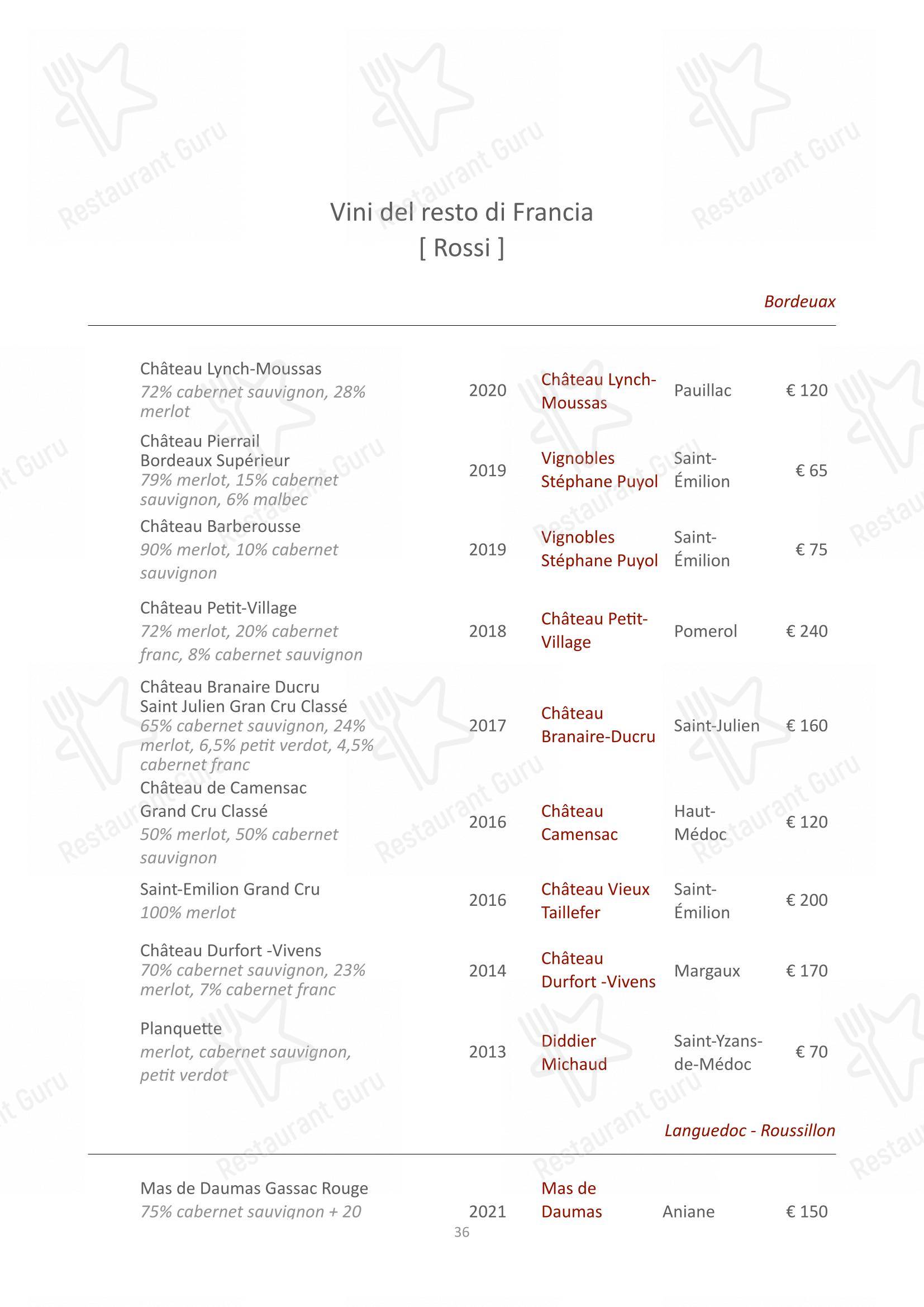 Bu:r in Milano - 菜单