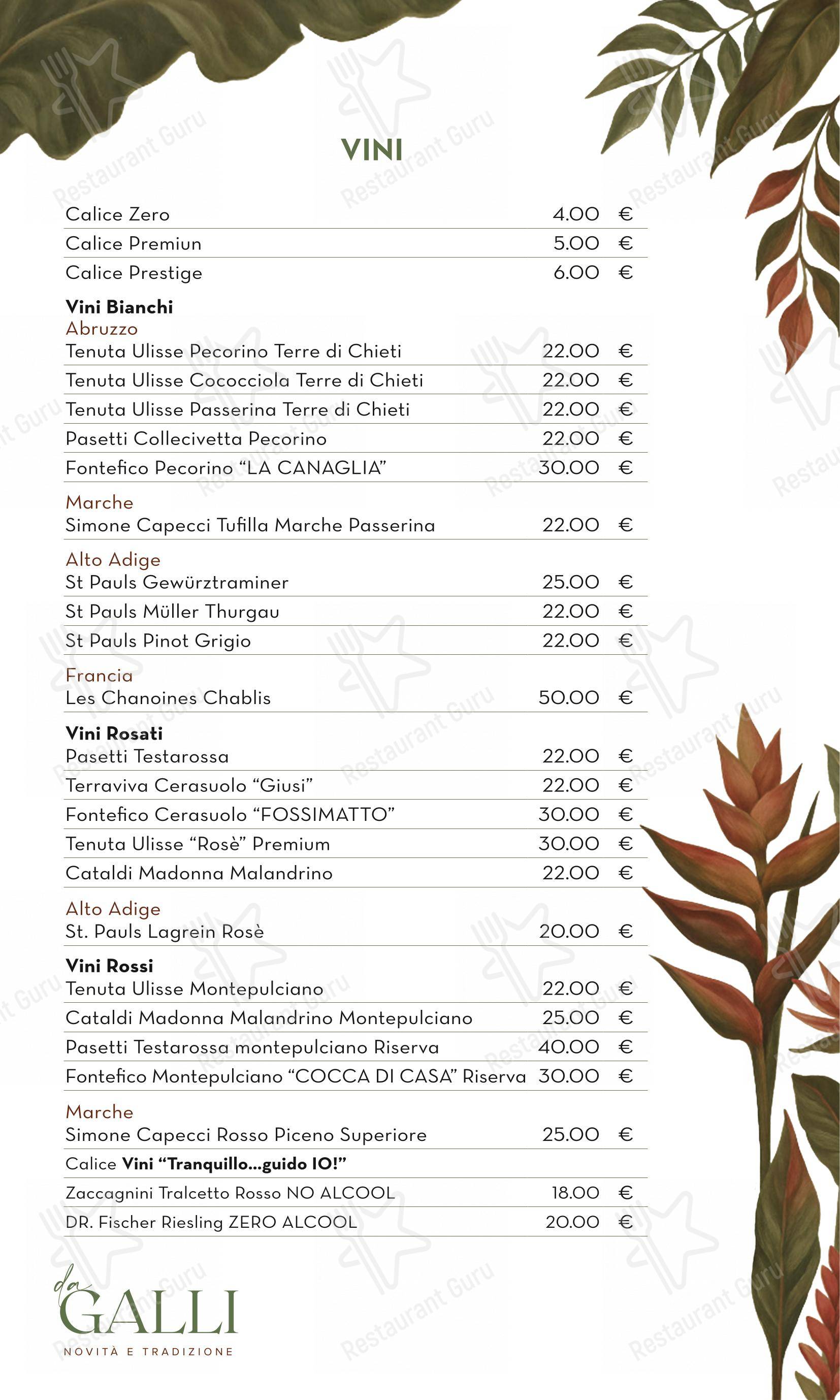 Menu di da Galli bakery e gelateria - Menu