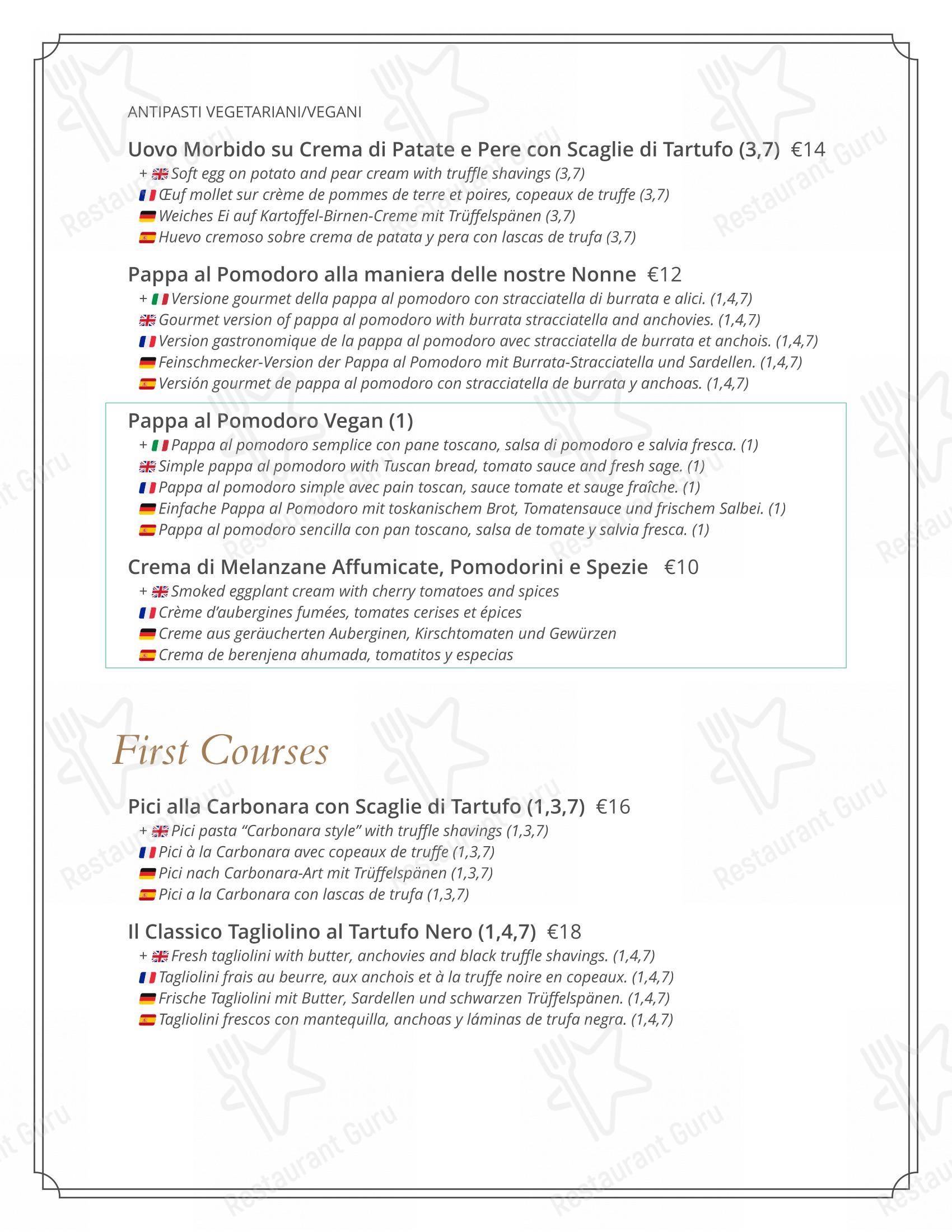 Menu di il Mercante - Menu