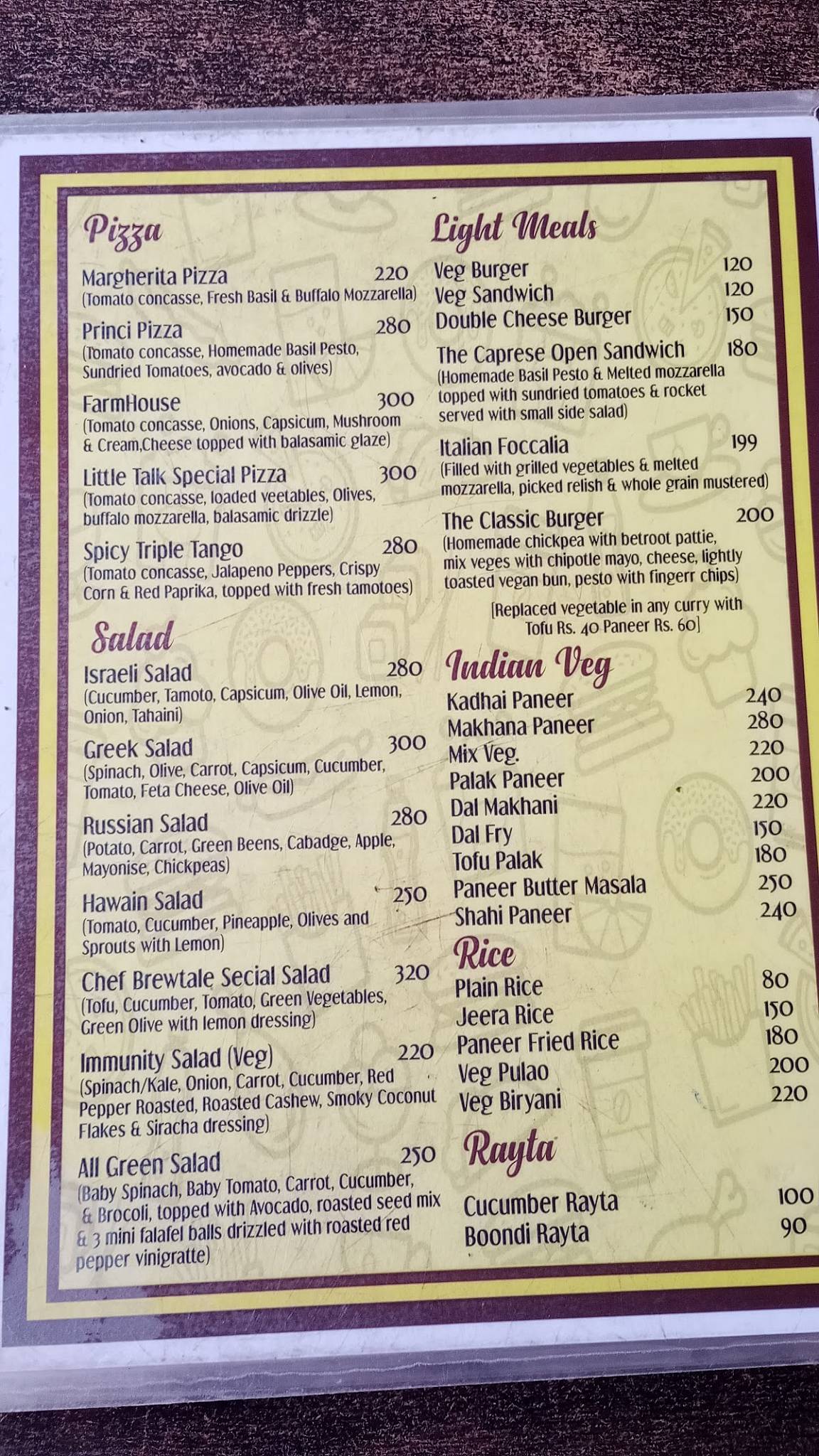 little talk cafe menu