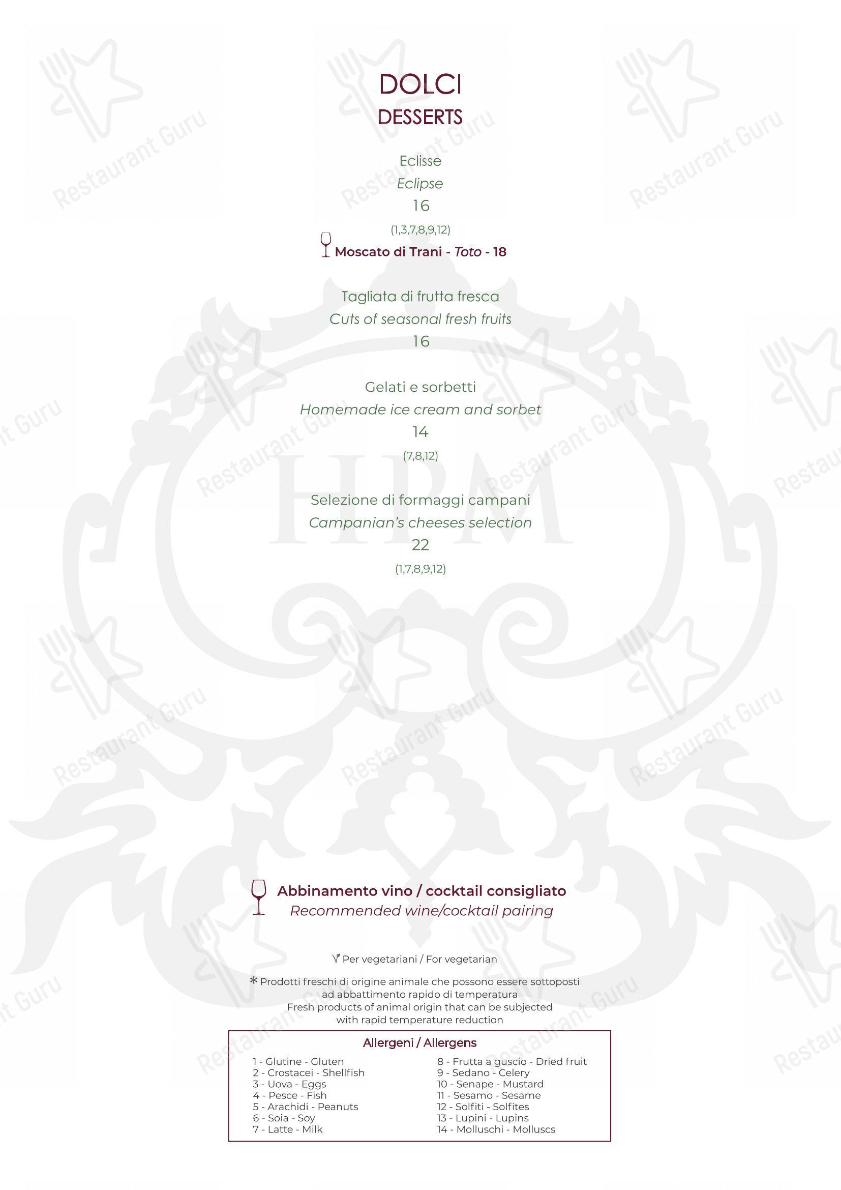 Ночное меню per Al Palazzo ristorante
