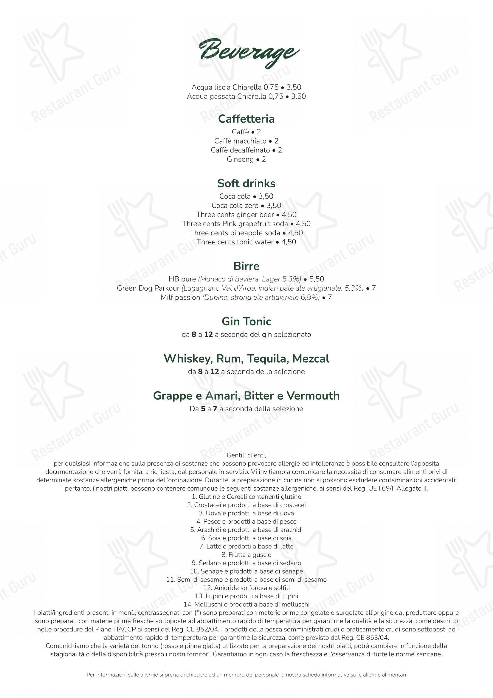 Aloha in Arcore - Menu