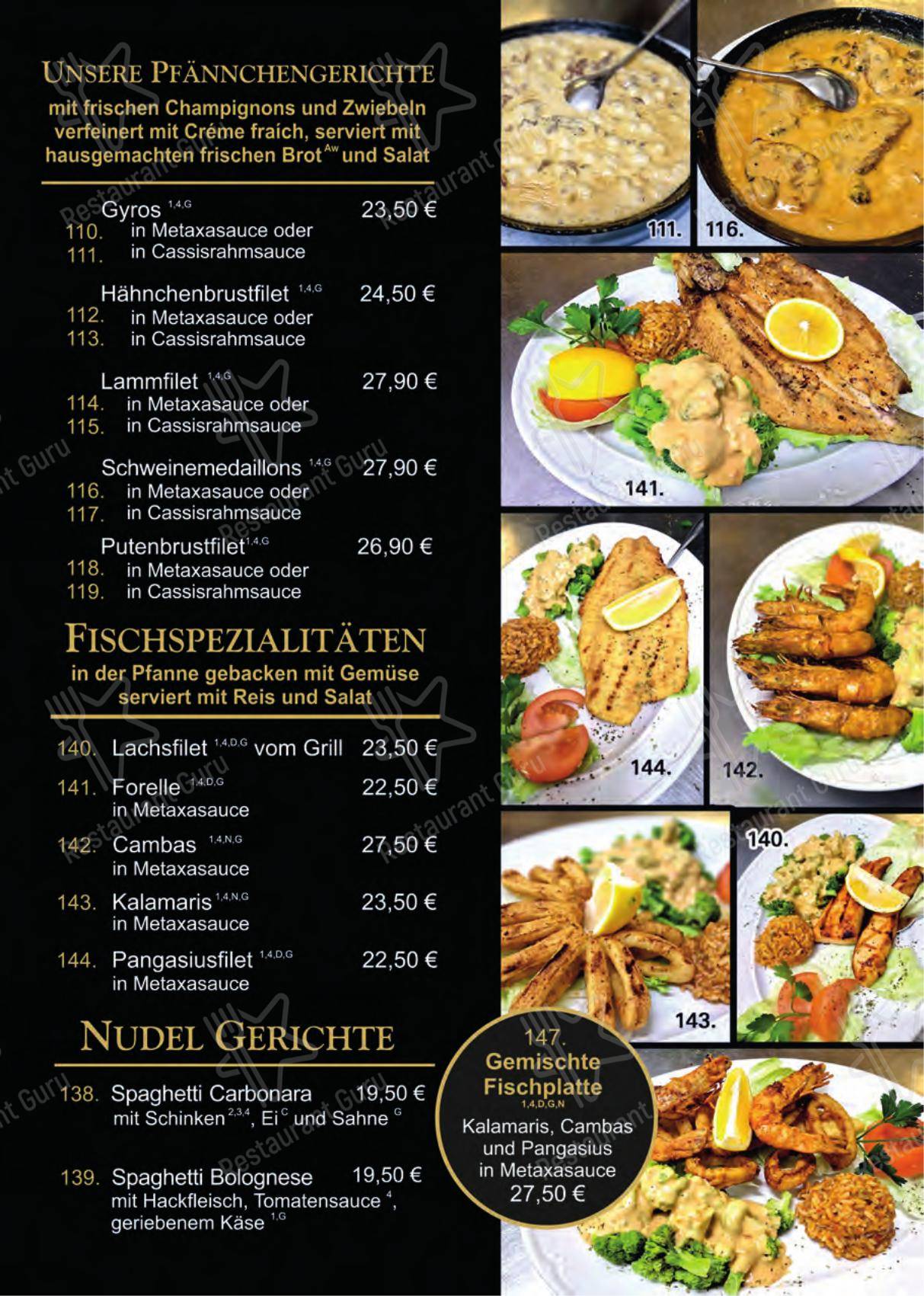 Menu pour Atlantis Restaurant - Menu
