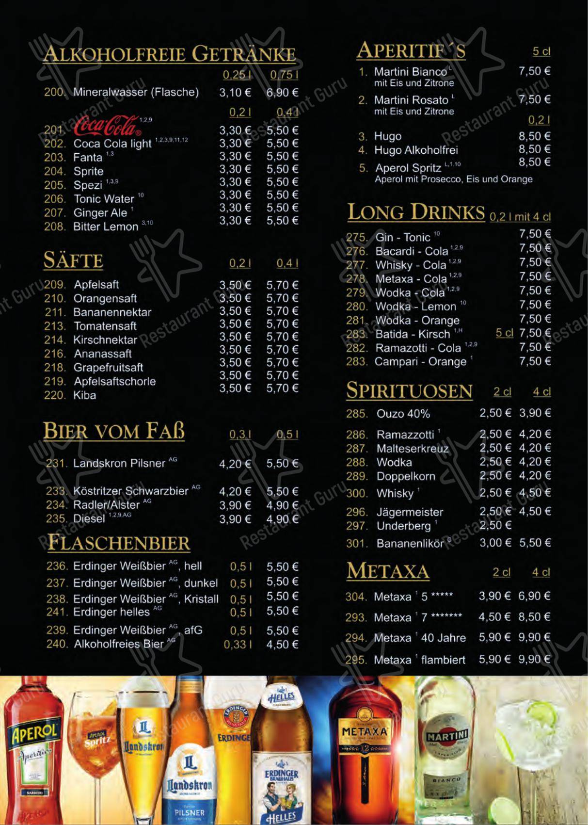 Menu pour Atlantis Restaurant - Menu