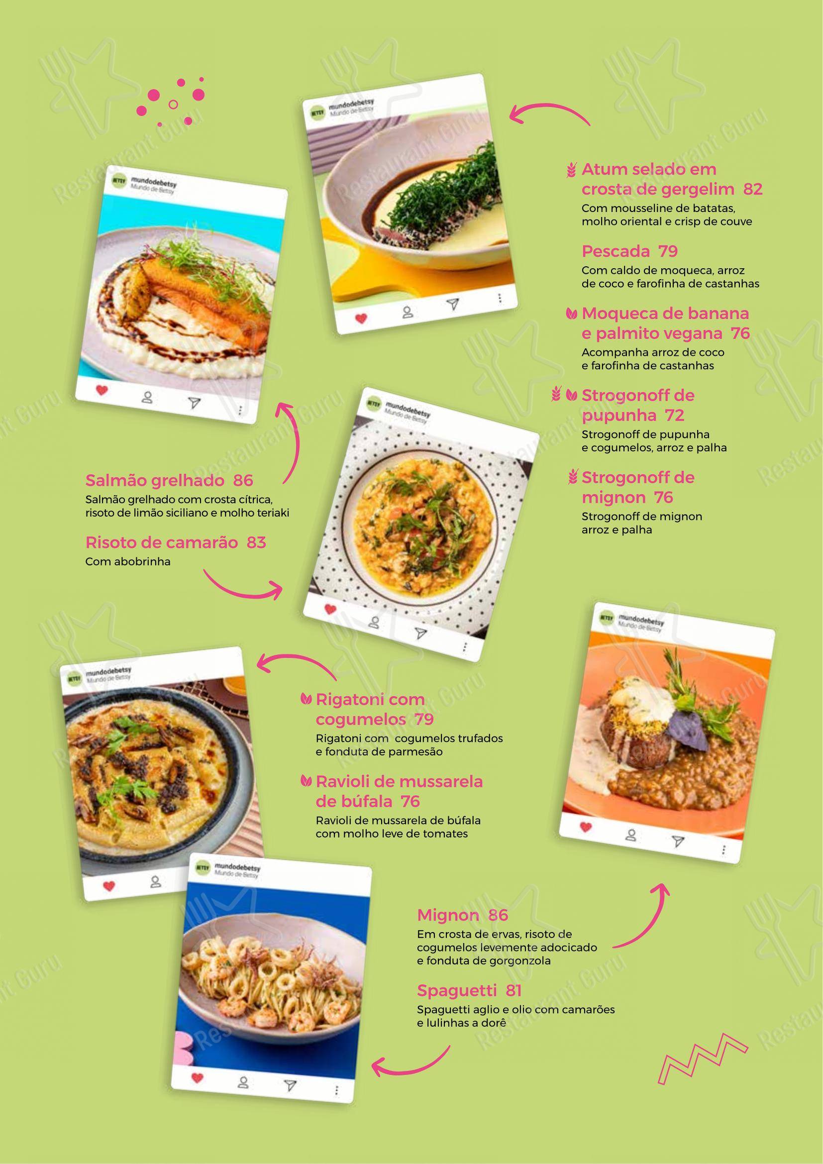 Menu para Mundo de Betsy restaurante