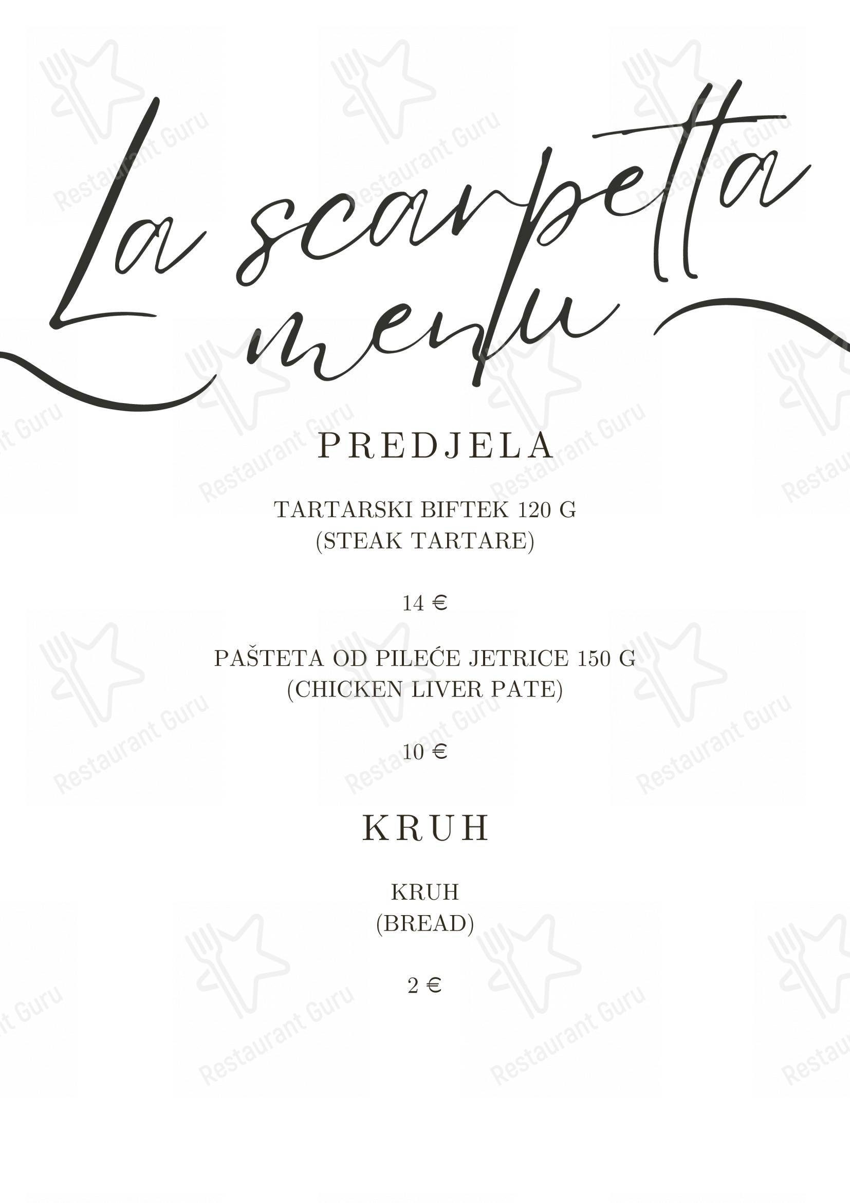 Menu per Bistro La Scarpetta in Fiume
