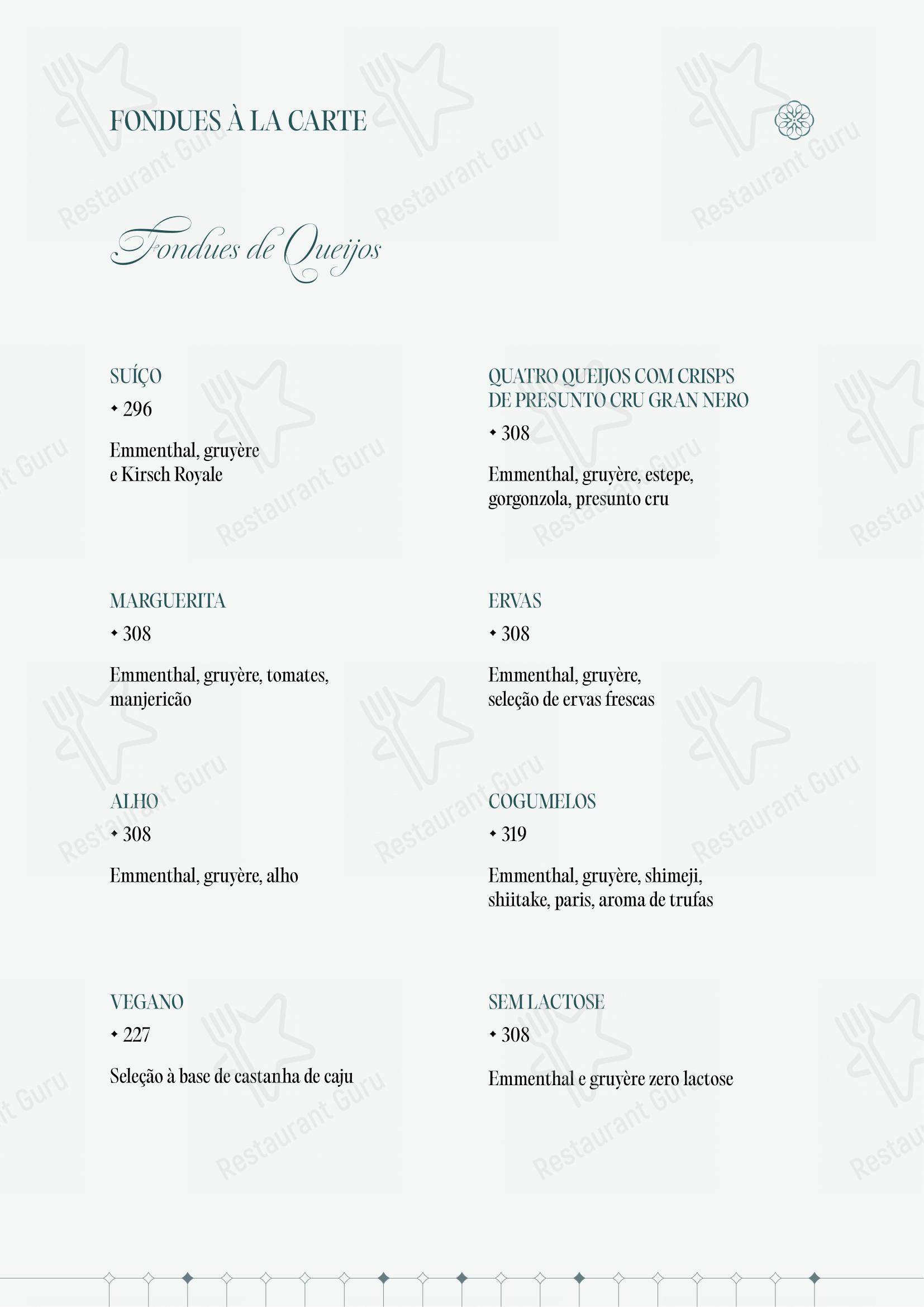 Menu bar para Catherine Restaurant em Gramado