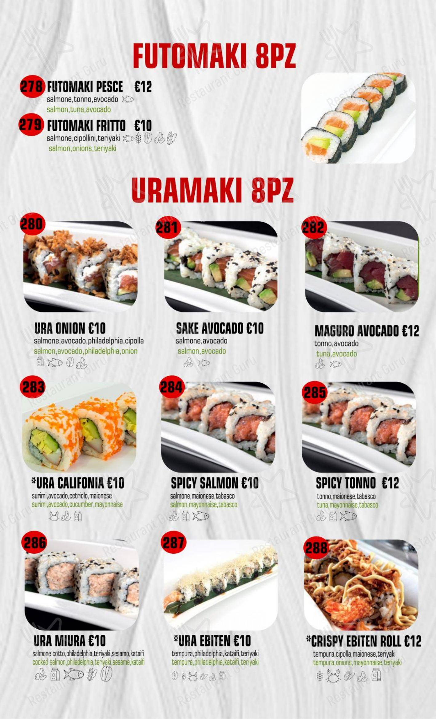 Menu per Dakou Sushi Restaurant ristorante