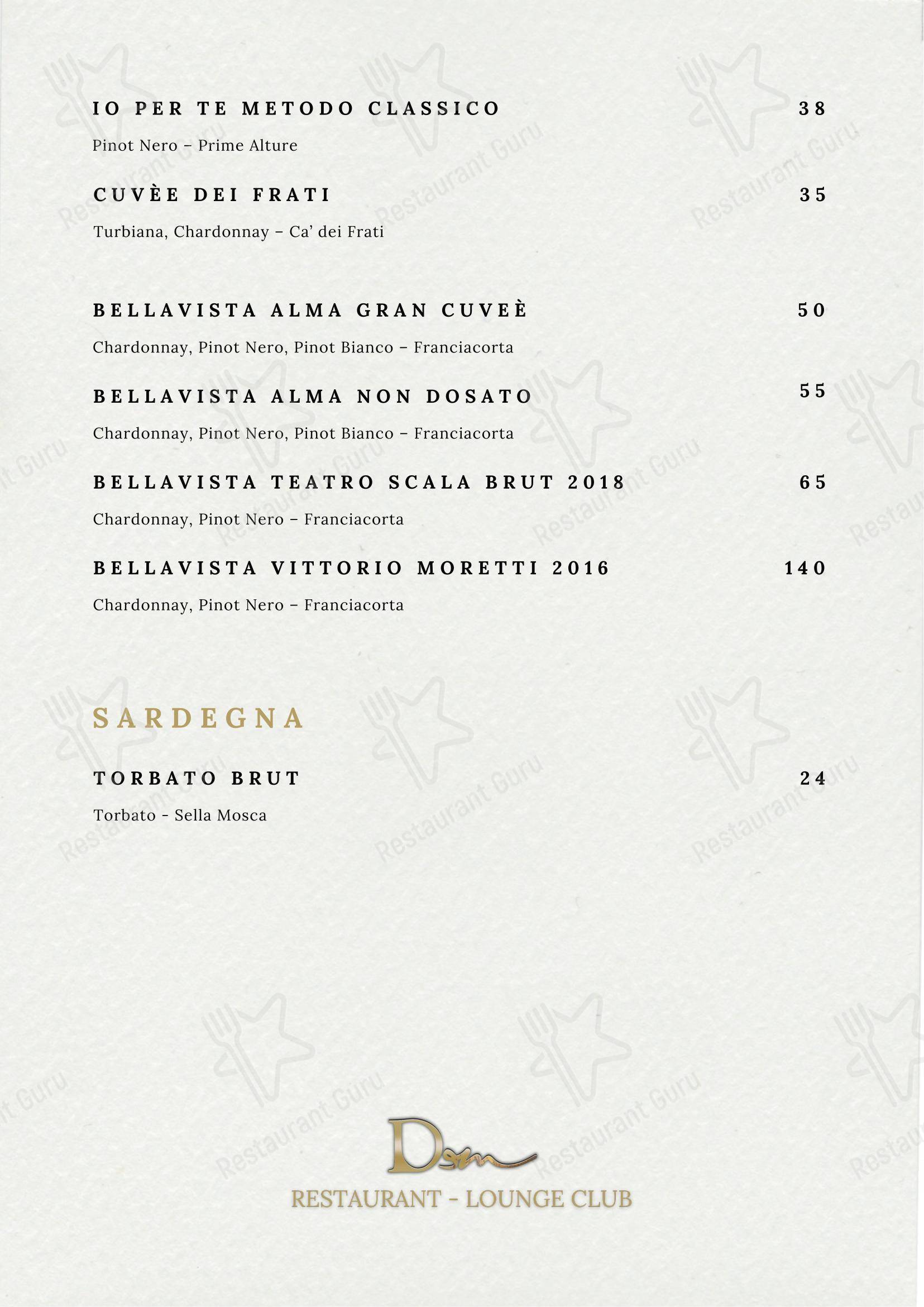 Menu di DeM Pavia - Ristorante e Lounge Bar - Dinner Menu