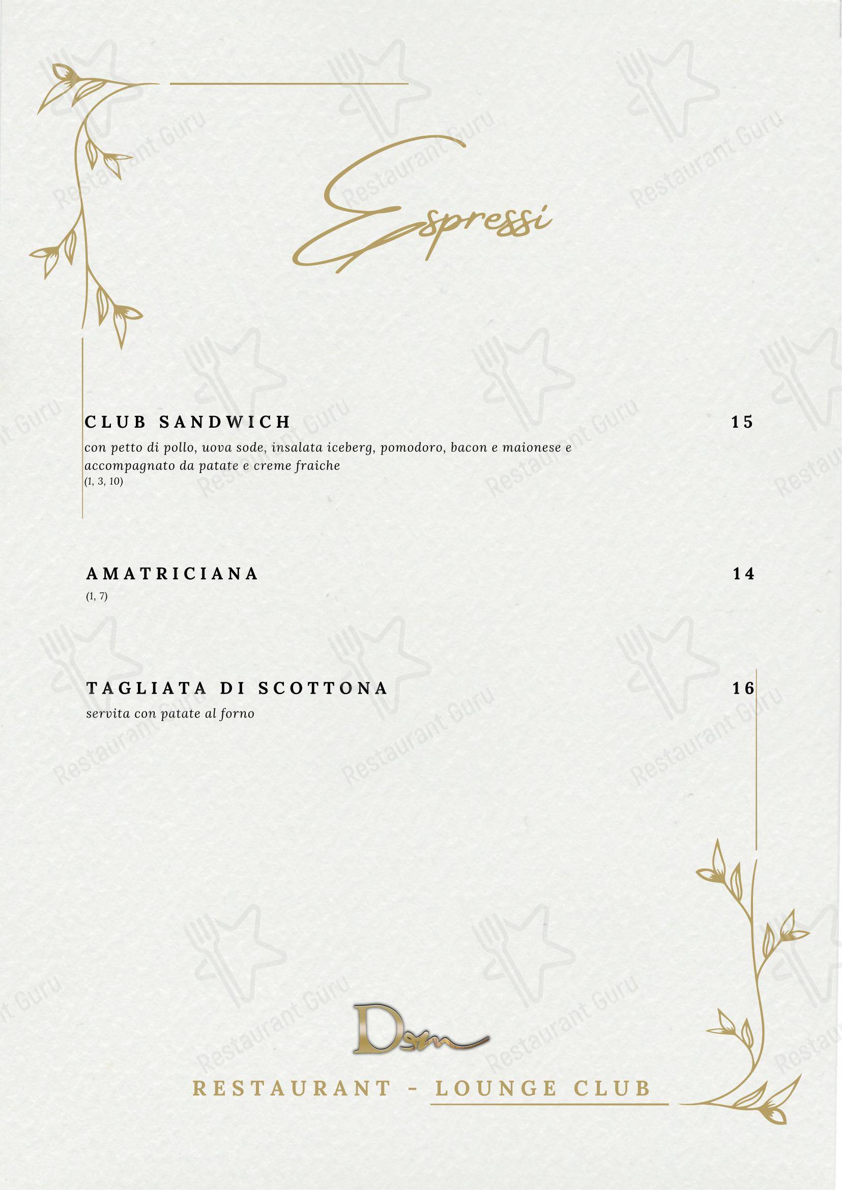 Menu di DeM Pavia - Ristorante e Lounge Bar - Основное меню