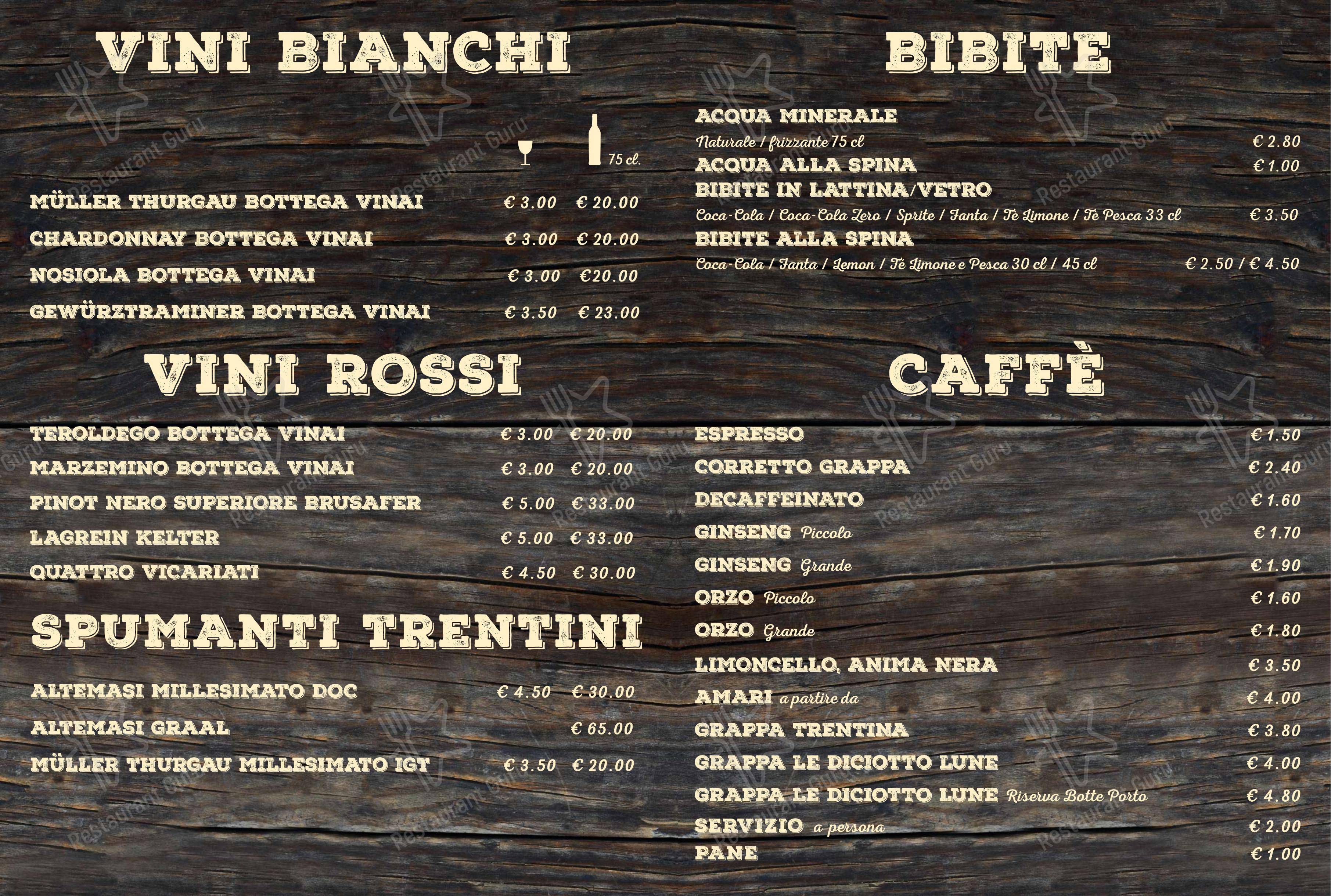 Menu di Ristorante Galloway - Menu
