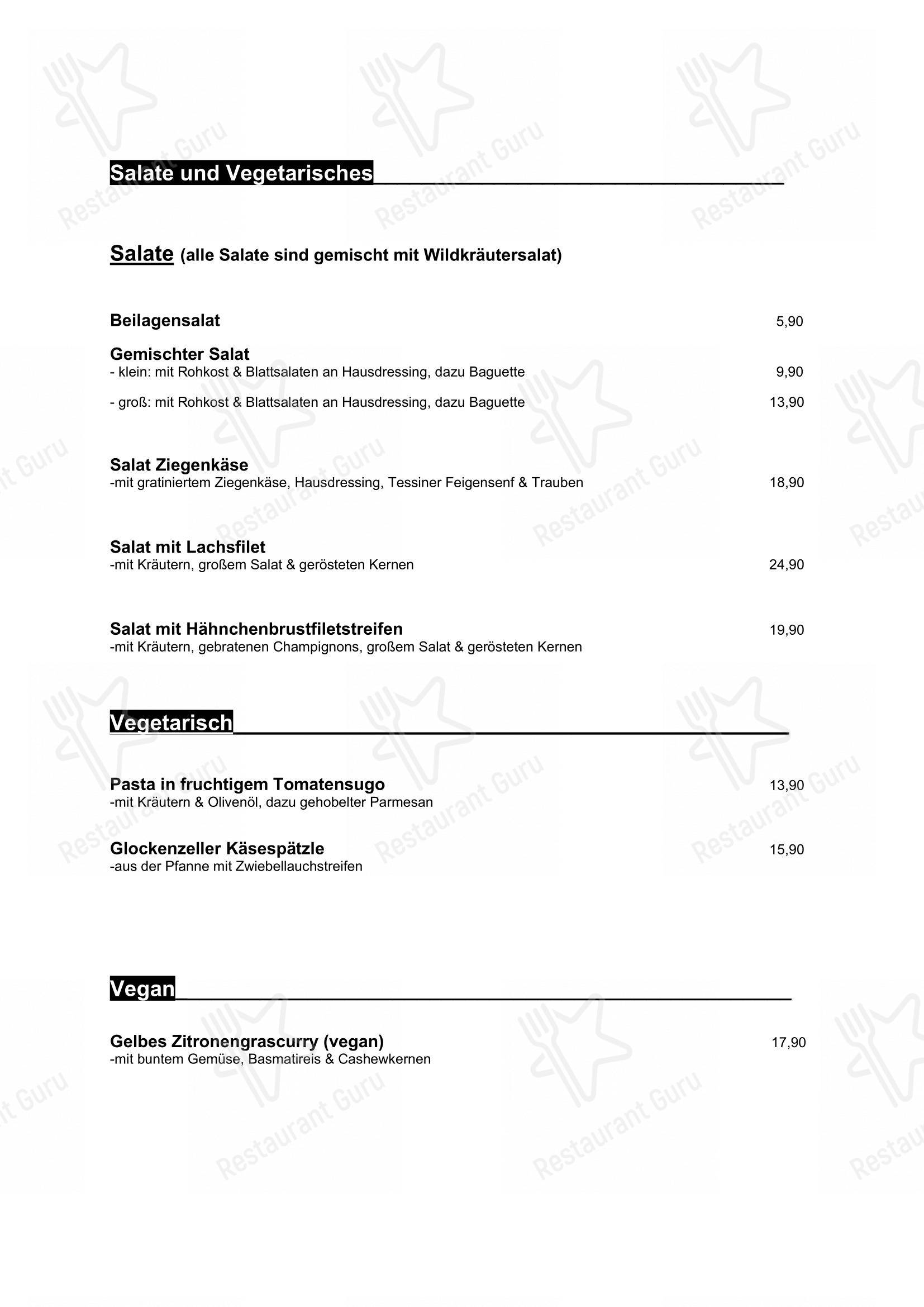 Menu pour Gaststätte Paradies dans Fribourg-en-Brisgau
