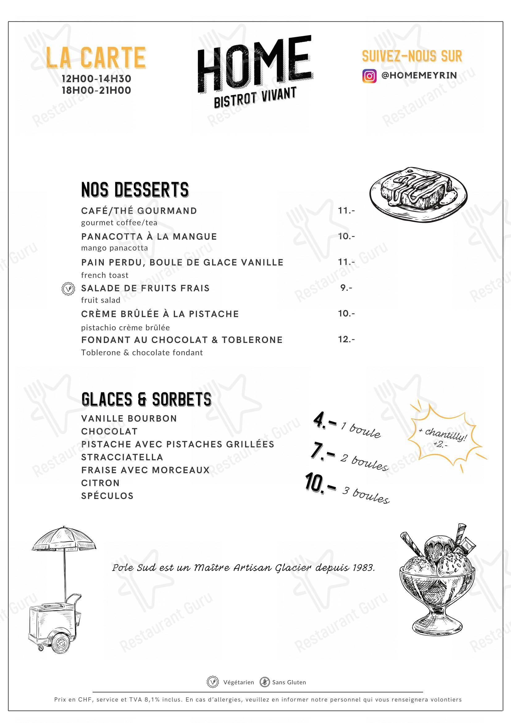 Menu di HOME Restaurant - Menu