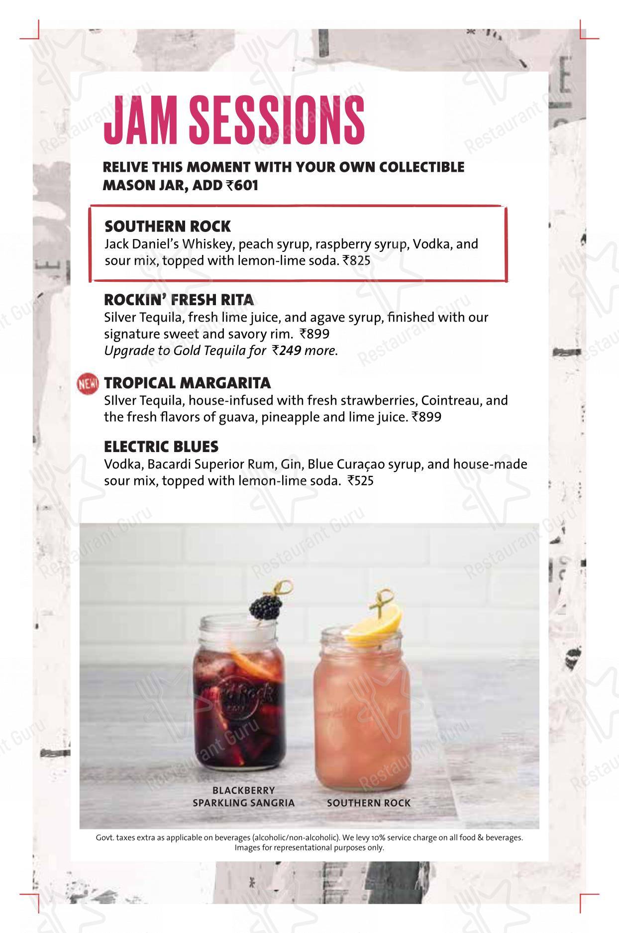 Menu for Hard Rock Cafe Whitefield in Bengaluru