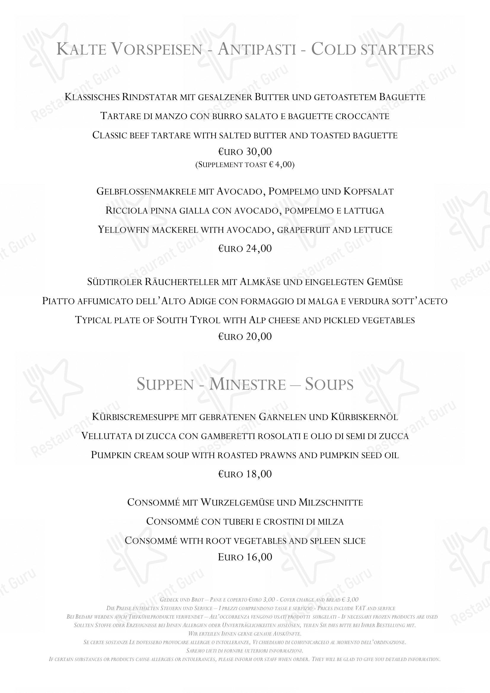 Hotel & Restaurant Elephant in Bressanone - 菜单