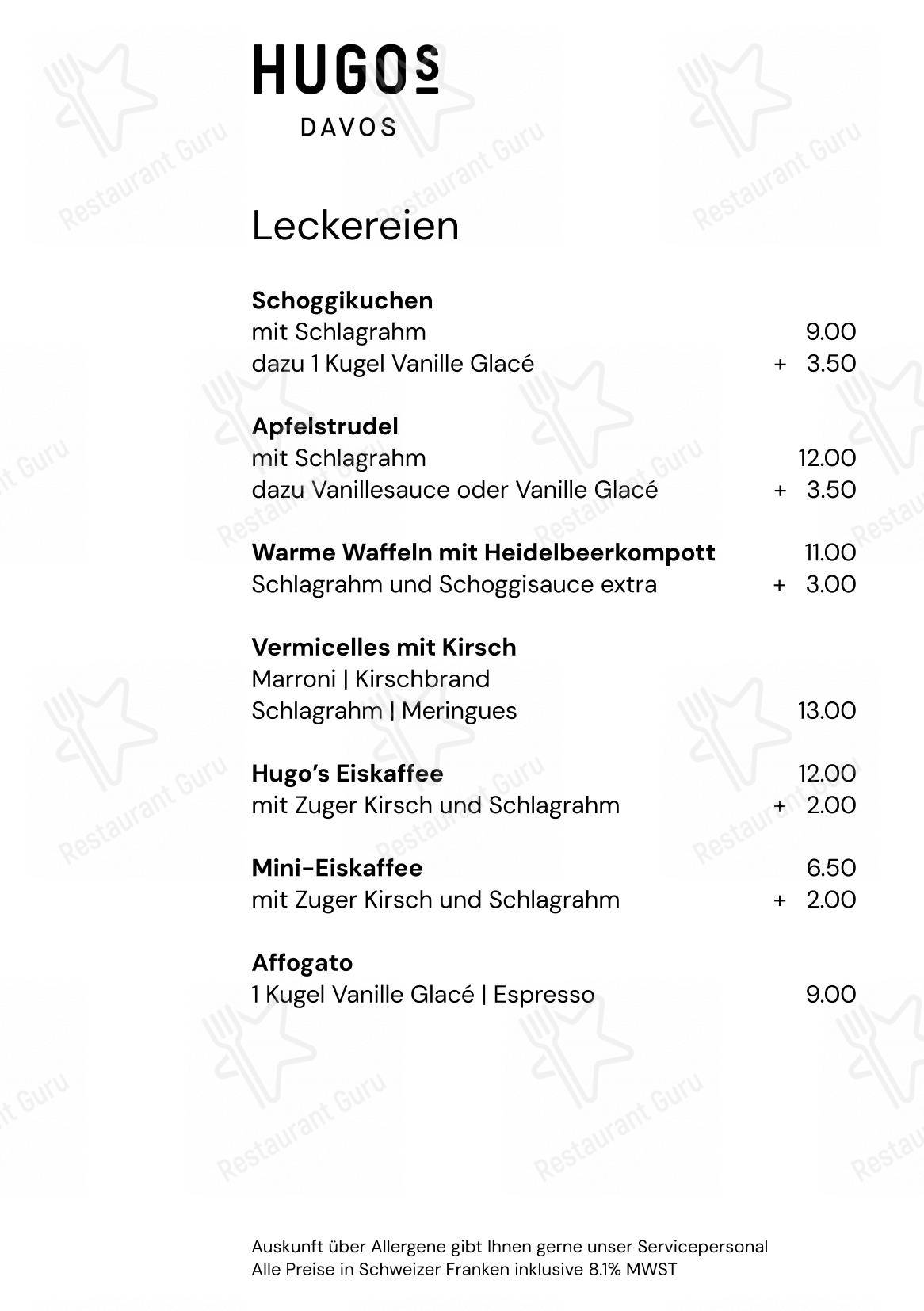 Основное меню per HUGO's Davos in Davos