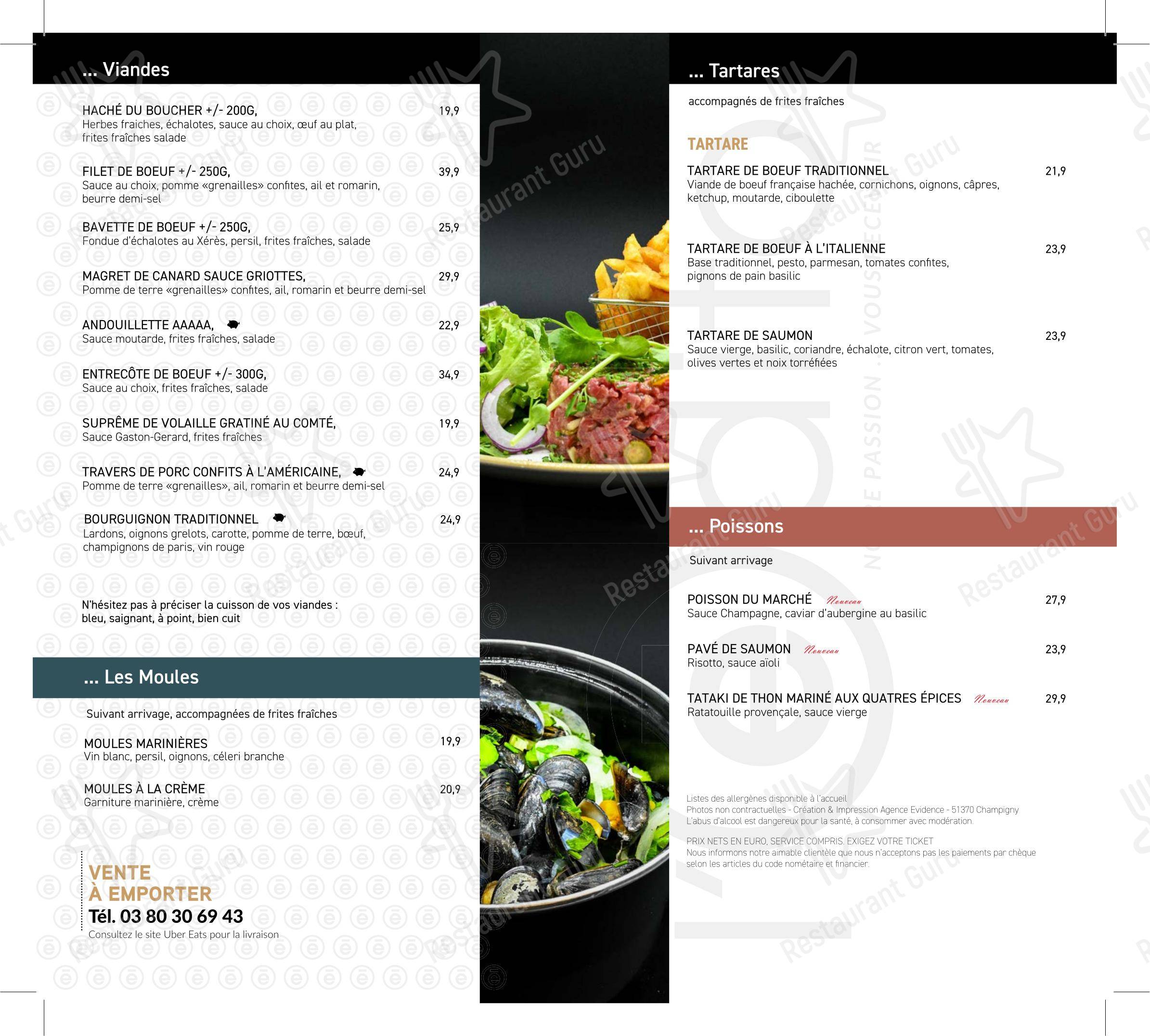 Menu pour L'Edito Dijon restaurant