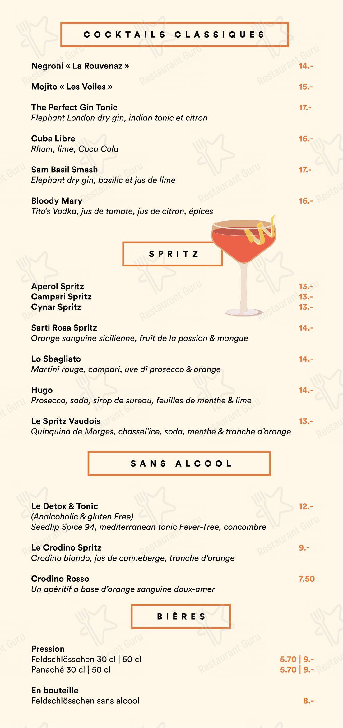 Коктейльная карта per La Rouvenettaz (Jardin d'hiver) ristorante