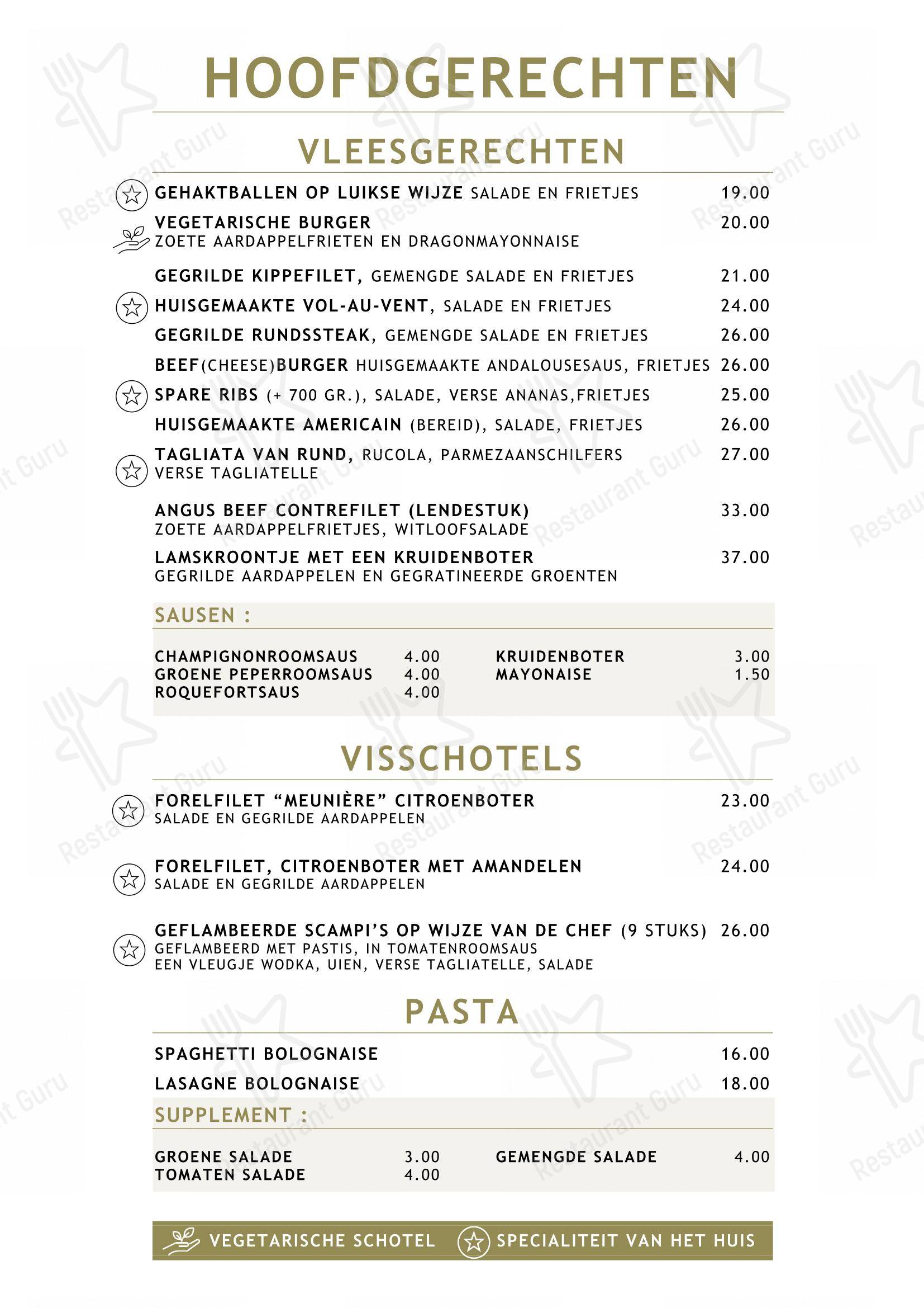 Menu bar pour Le Vert de Pommier restaurant