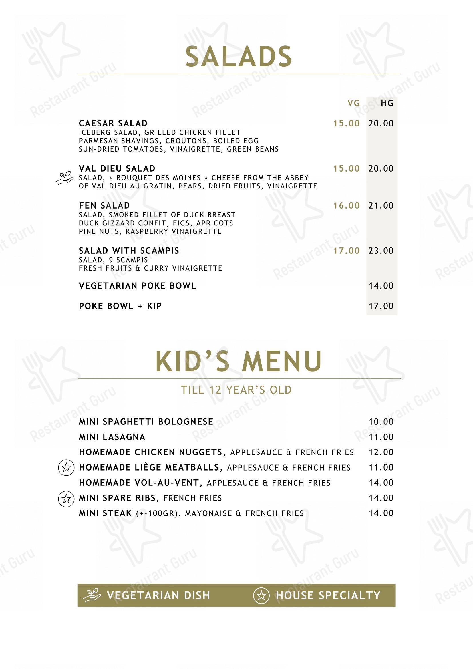 Le Vert de Pommier dans Stoumont - Lunch Menu