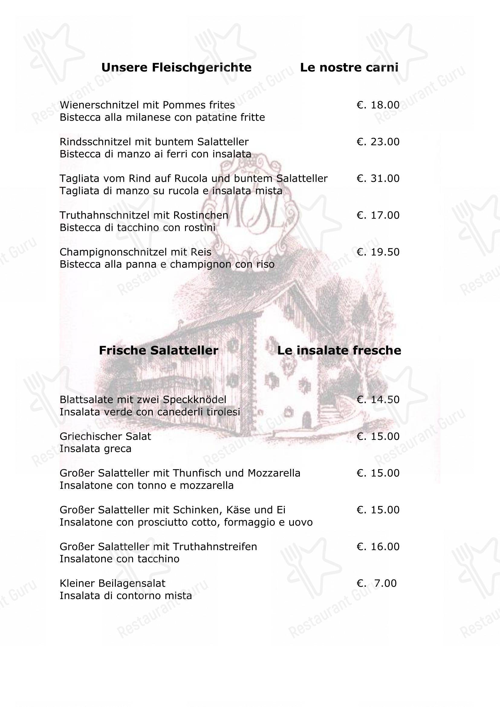 Menu per Mösl in Merano