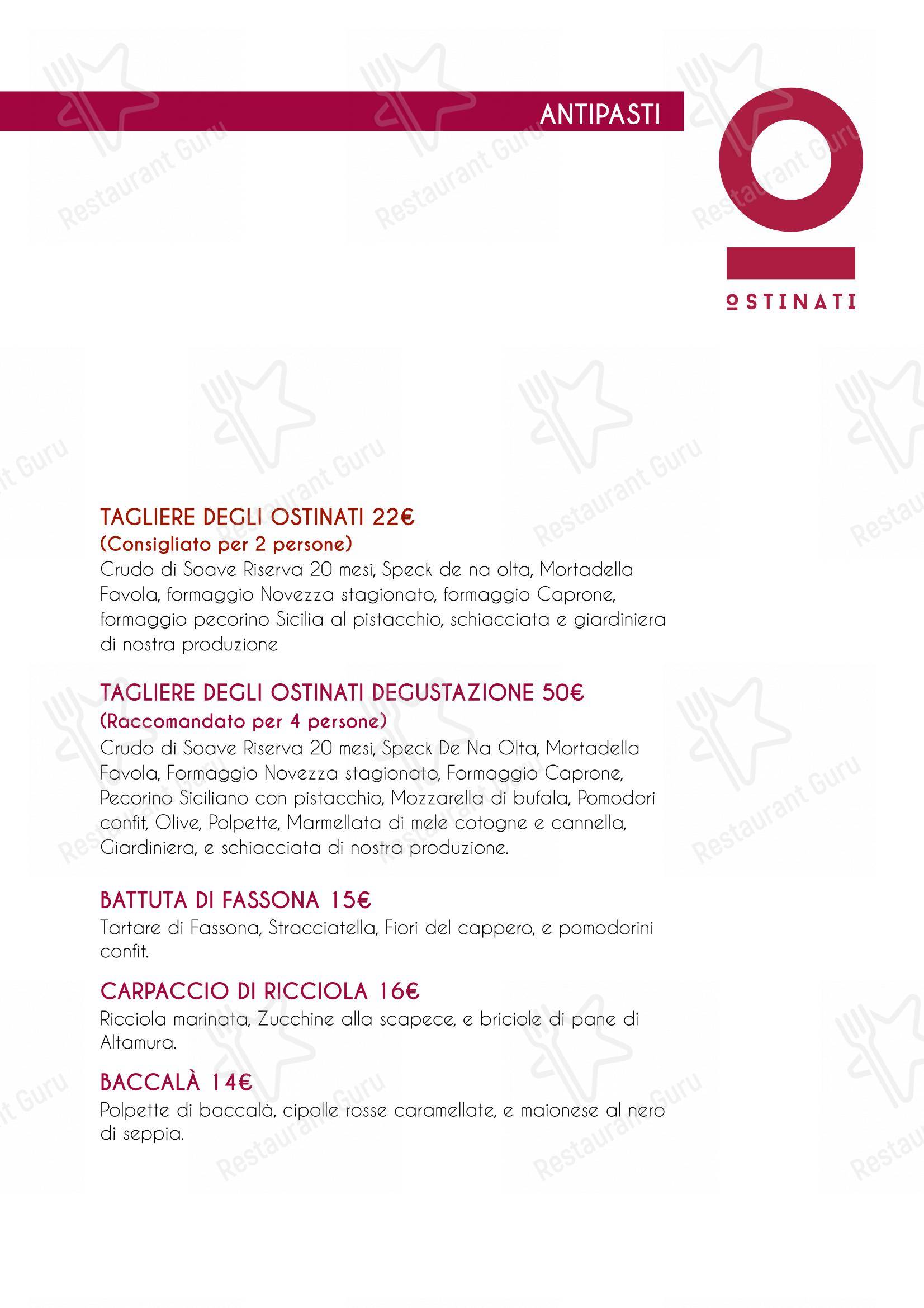 Menu di Ostinati Verona - Menu