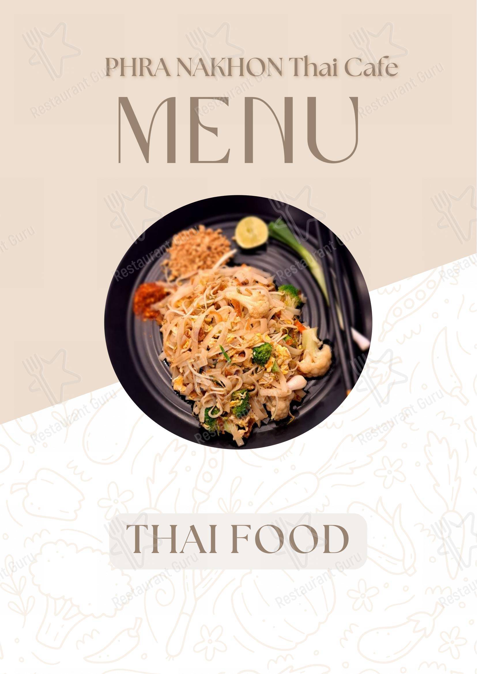 Menu bar for PHRA NAKHON, Thai Cafe in Bengaluru