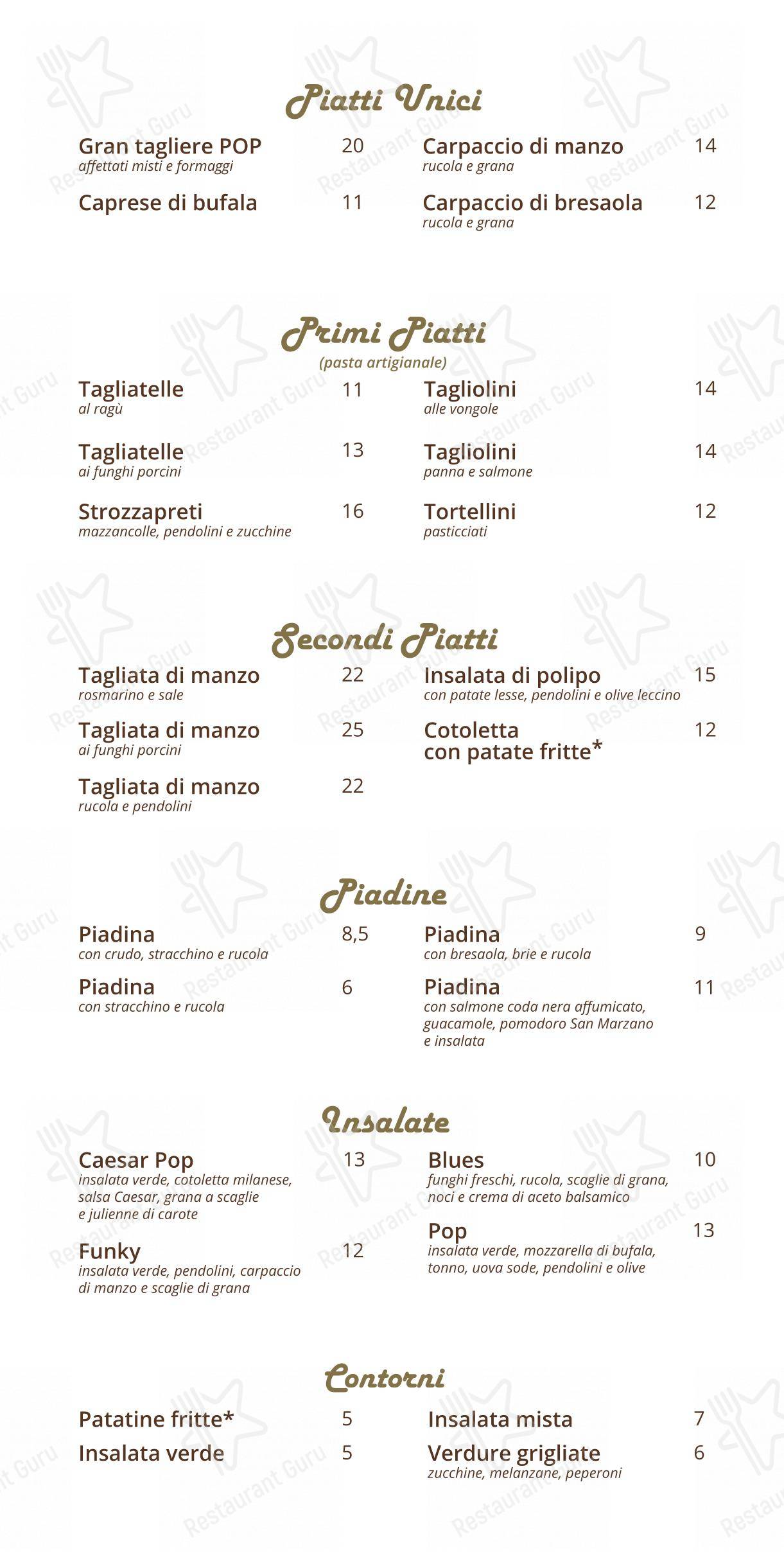 Prima O Poi in Rimini - Menu