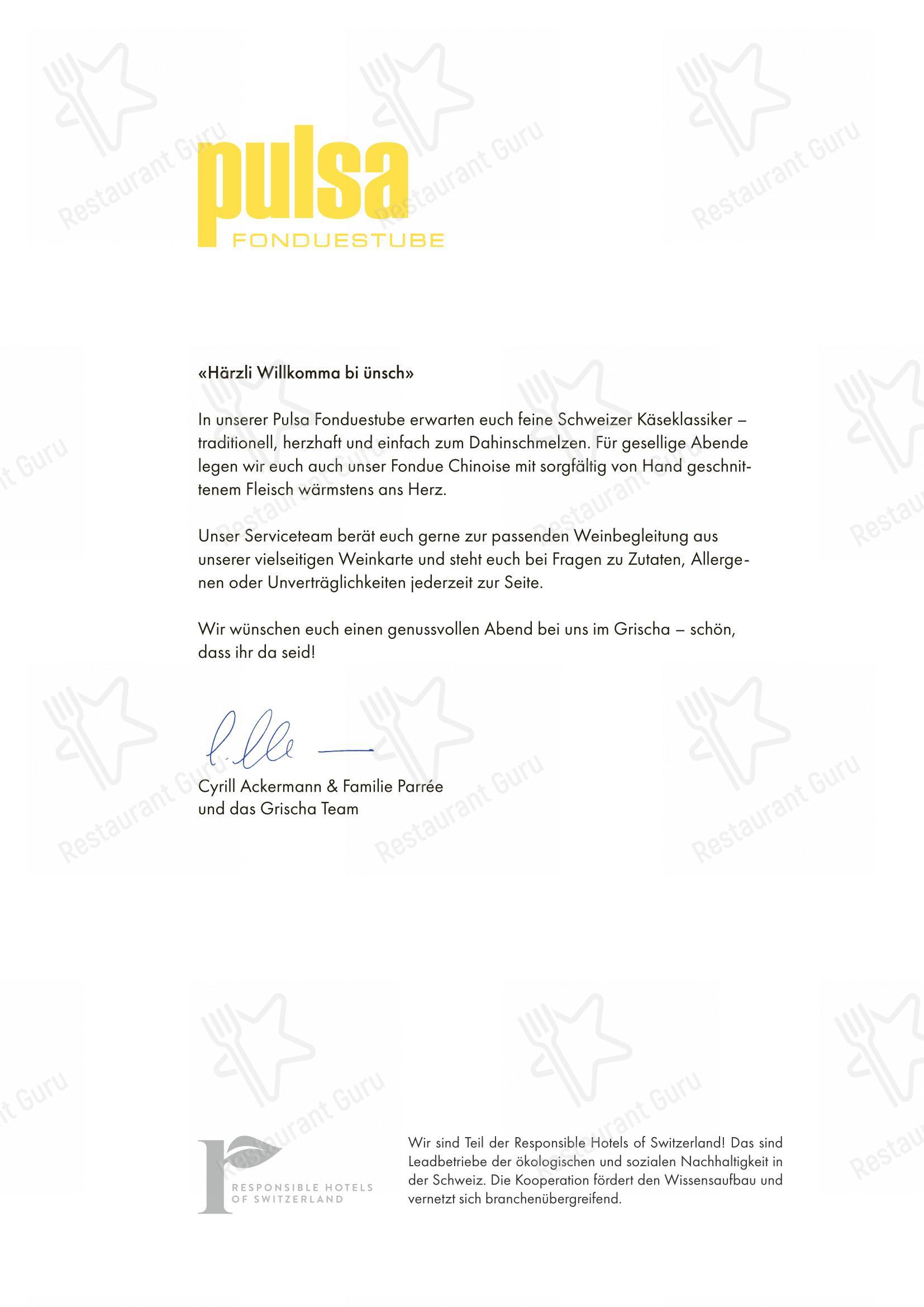 Коктейльная карта per Pulsa Fonduestube in Davos